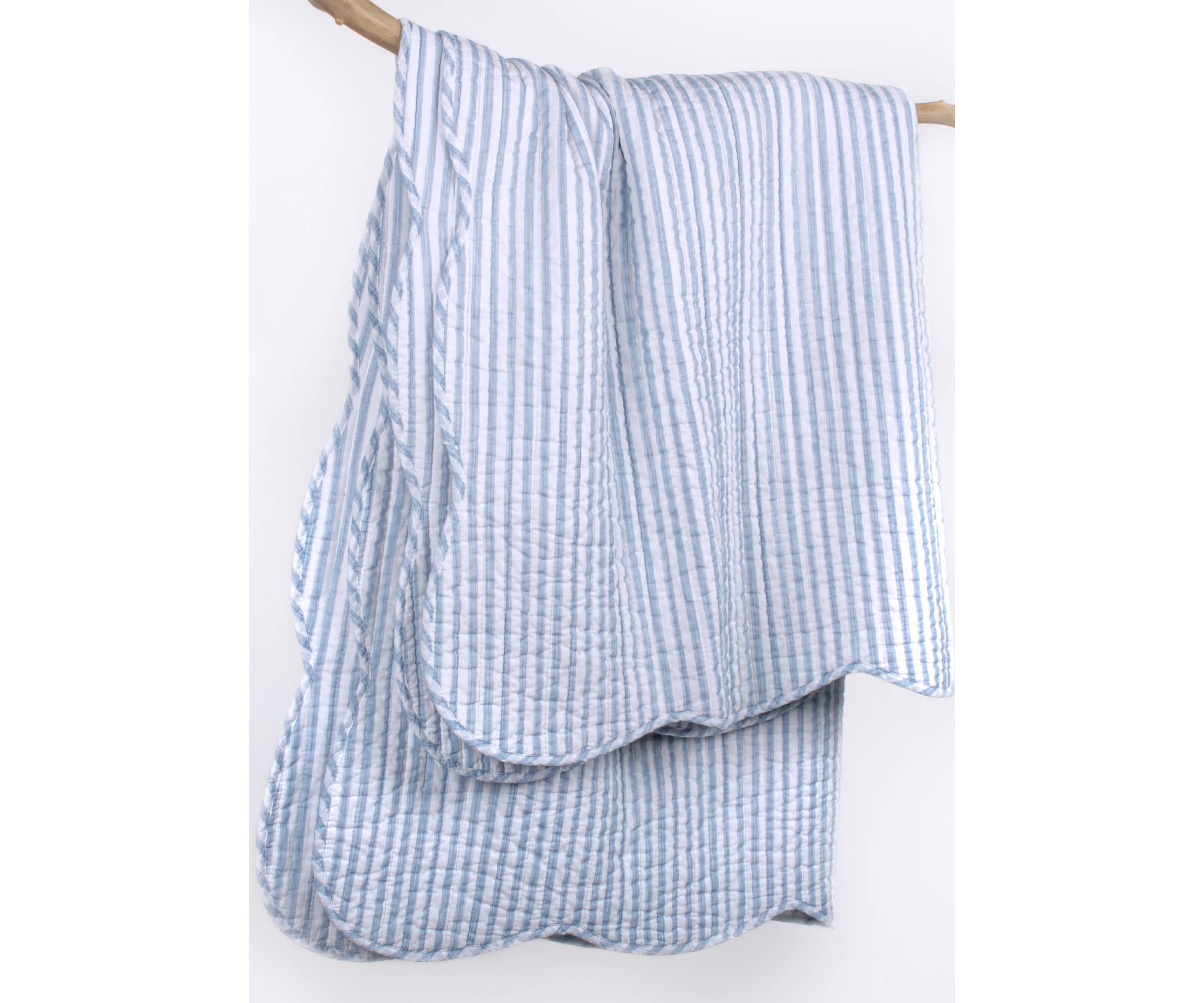 Martha Stripe Blue Quilted Throw