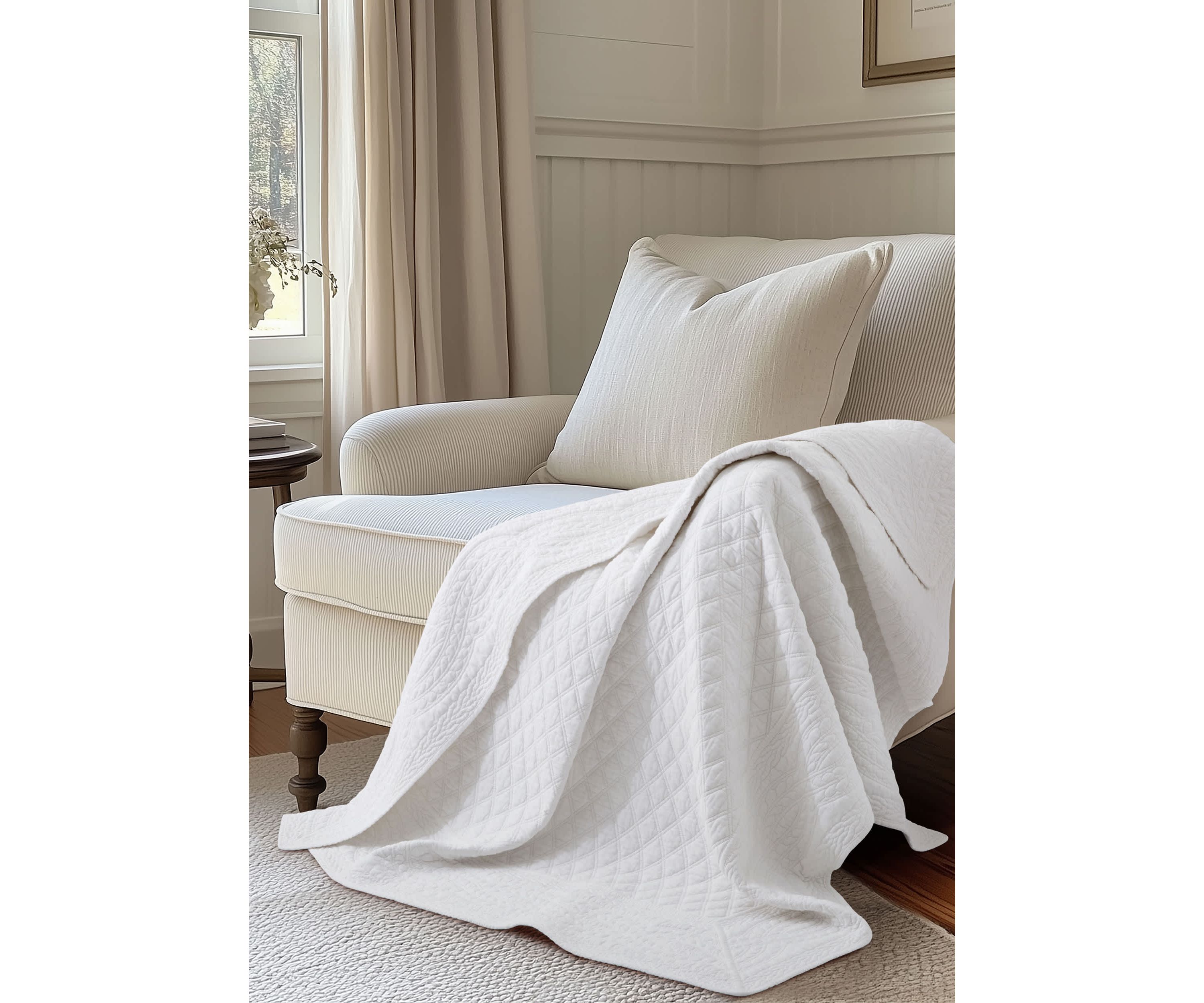 Ballou Bright White Quilted Throw