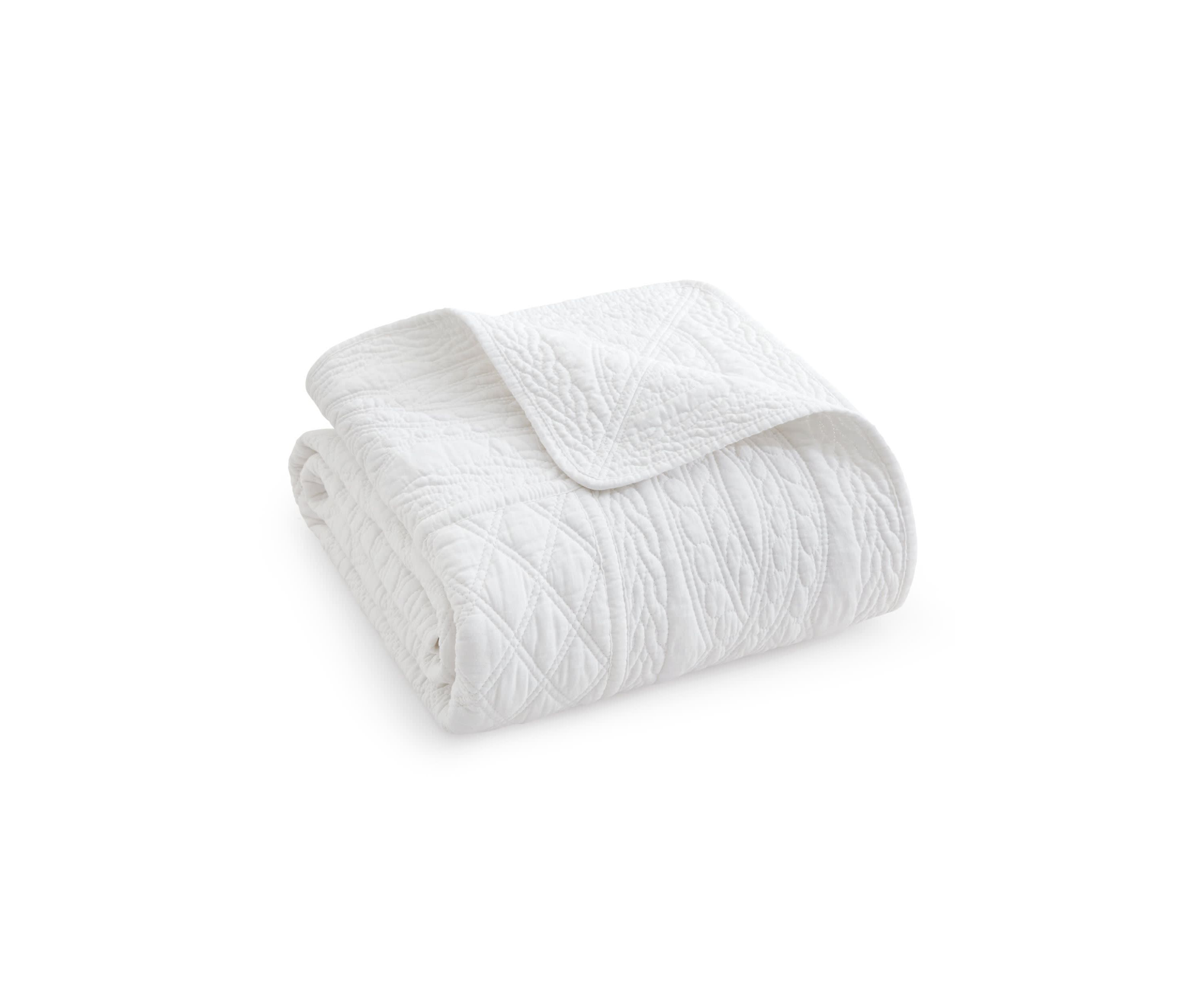Ballou Bright White Quilted Throw