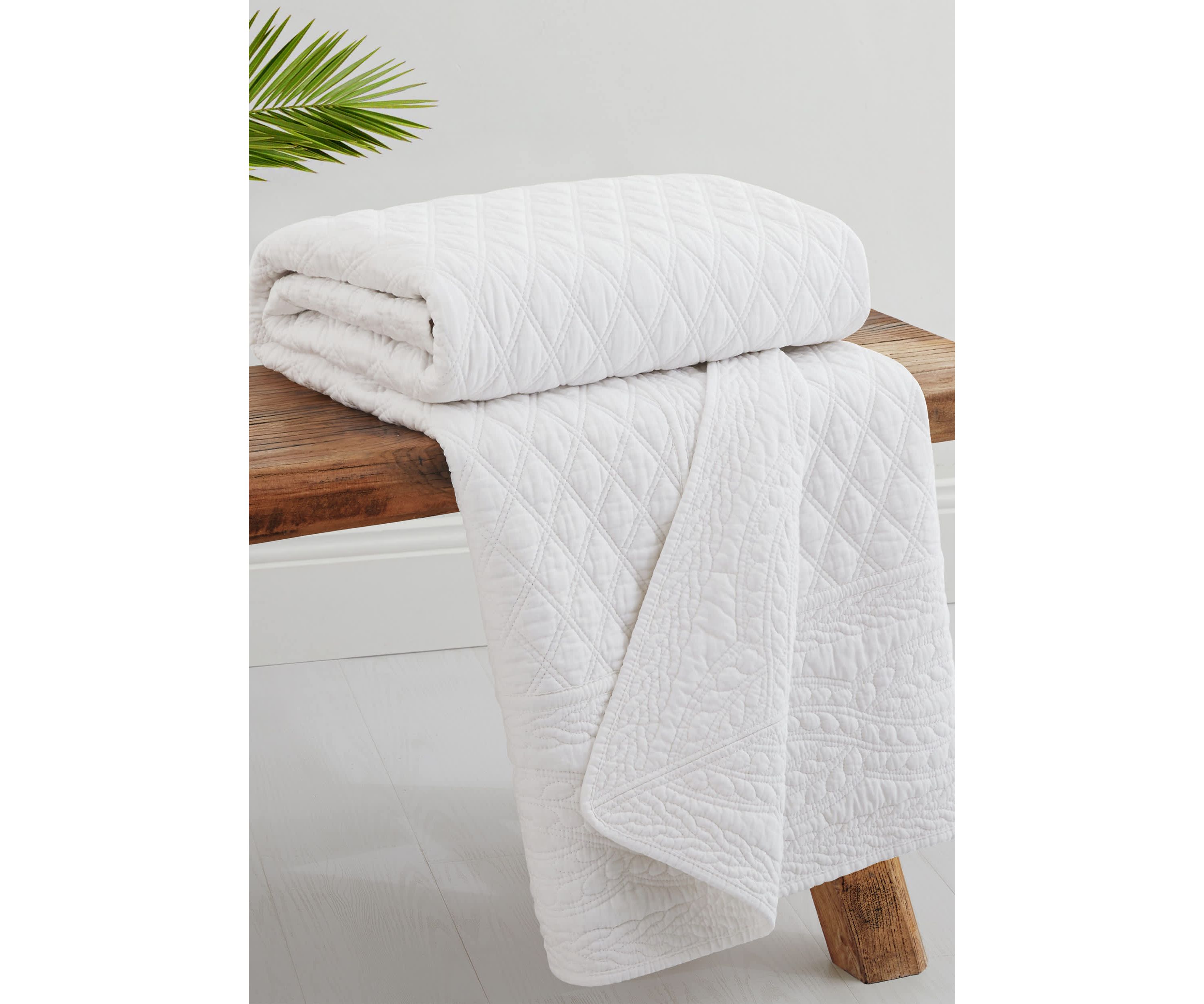 Ballou Bright White Quilted Throw