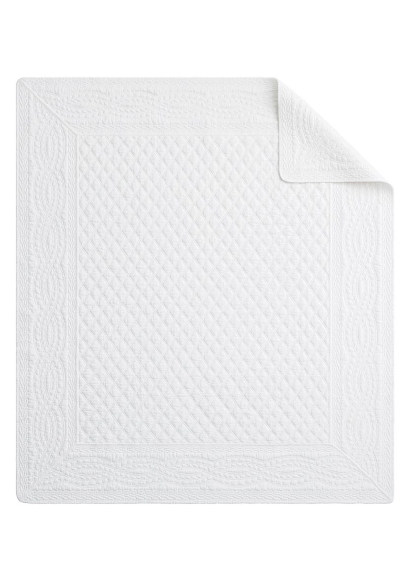 Ballou Bright White Quilted Throw