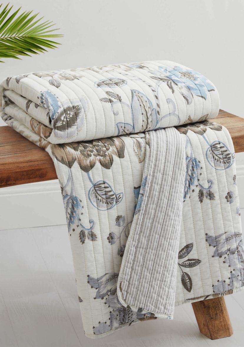 Malaney Neutral Blue Quilted Throw
