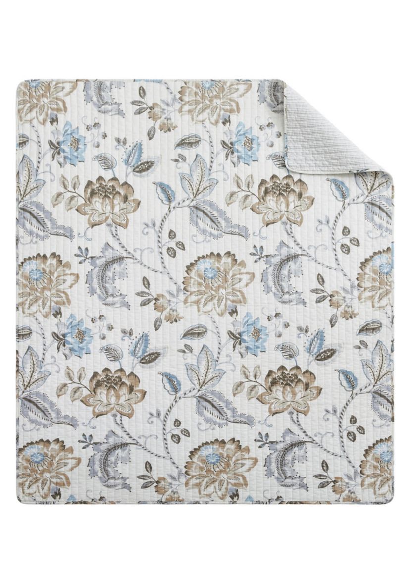 Malaney Neutral Blue Quilted Throw