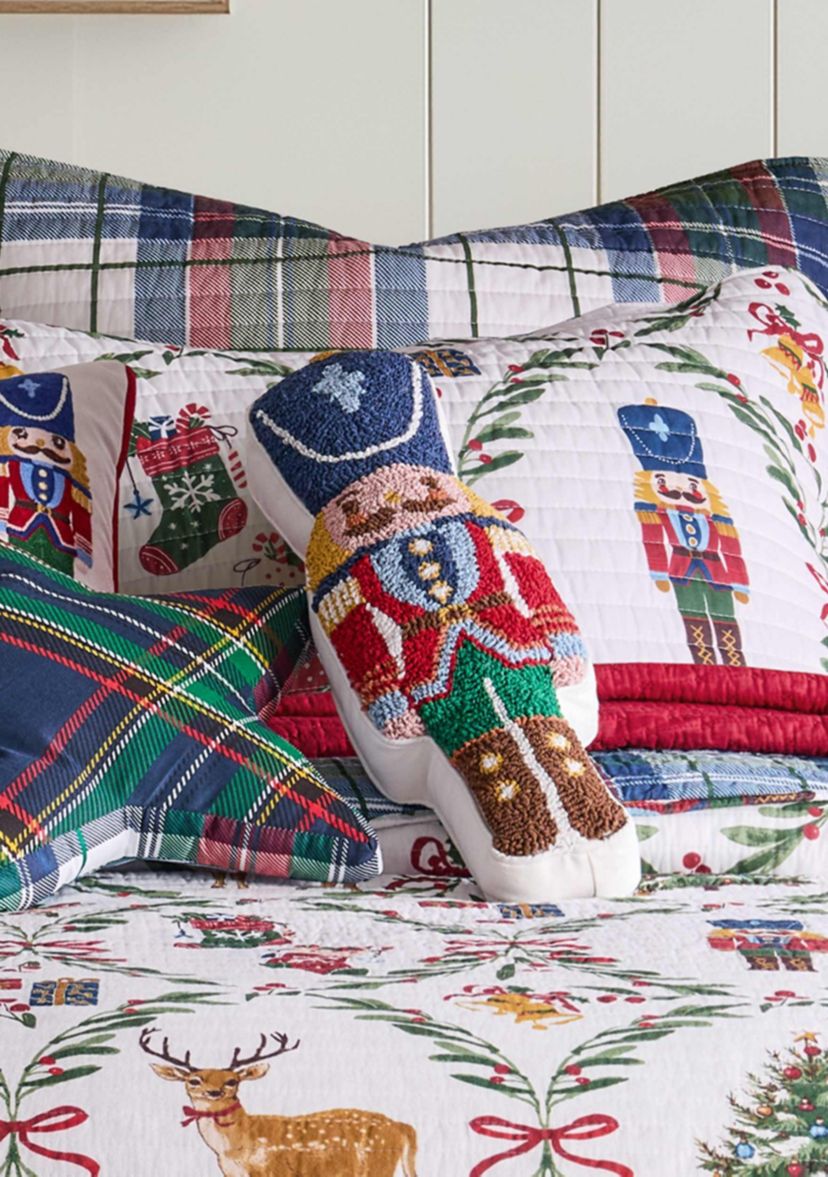 Festive Nutcrackers  Shaped Figure 18" Pillow