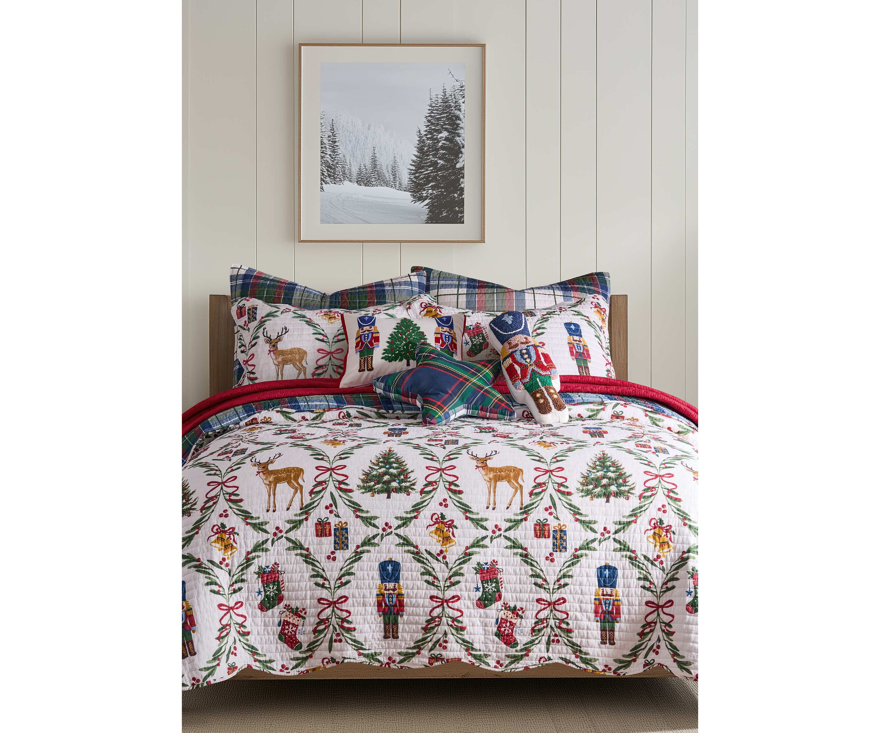 Festive Nutcrackers  Shaped Figure 18" Pillow
