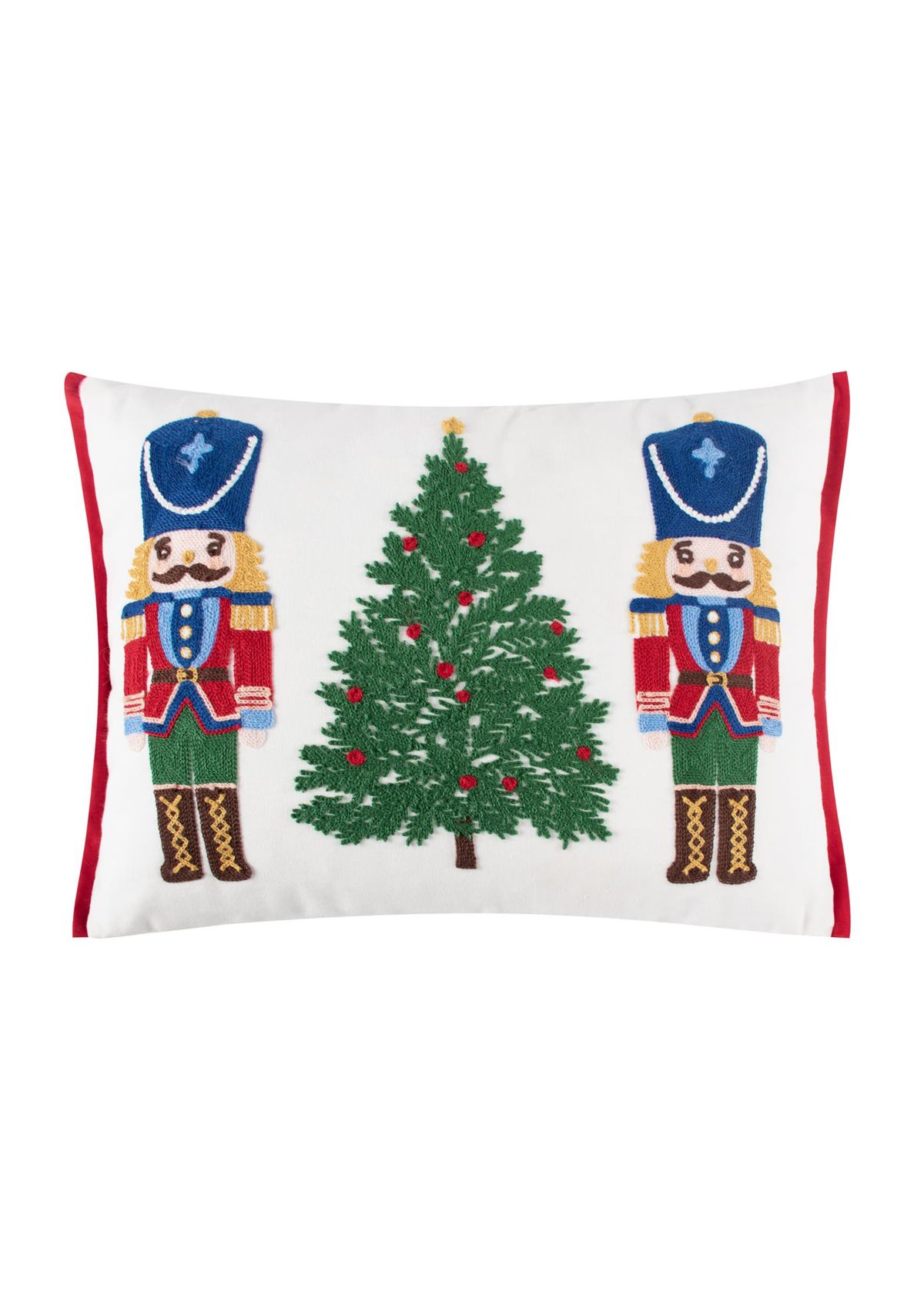 Festive Nutcrackers Tree Applique Pillow 14x18