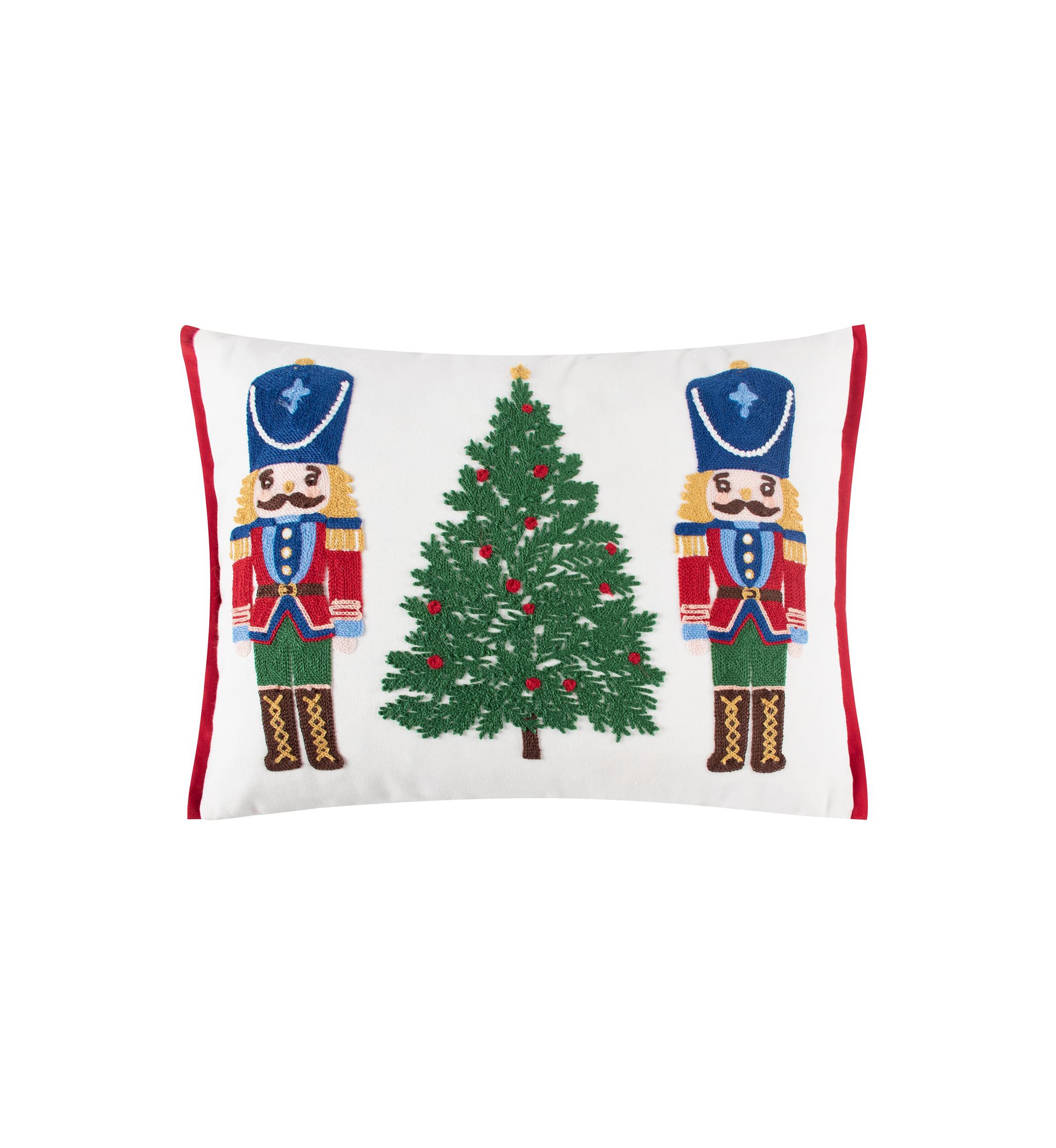 Festive Nutcrackers Tree Applique Pillow 14x18