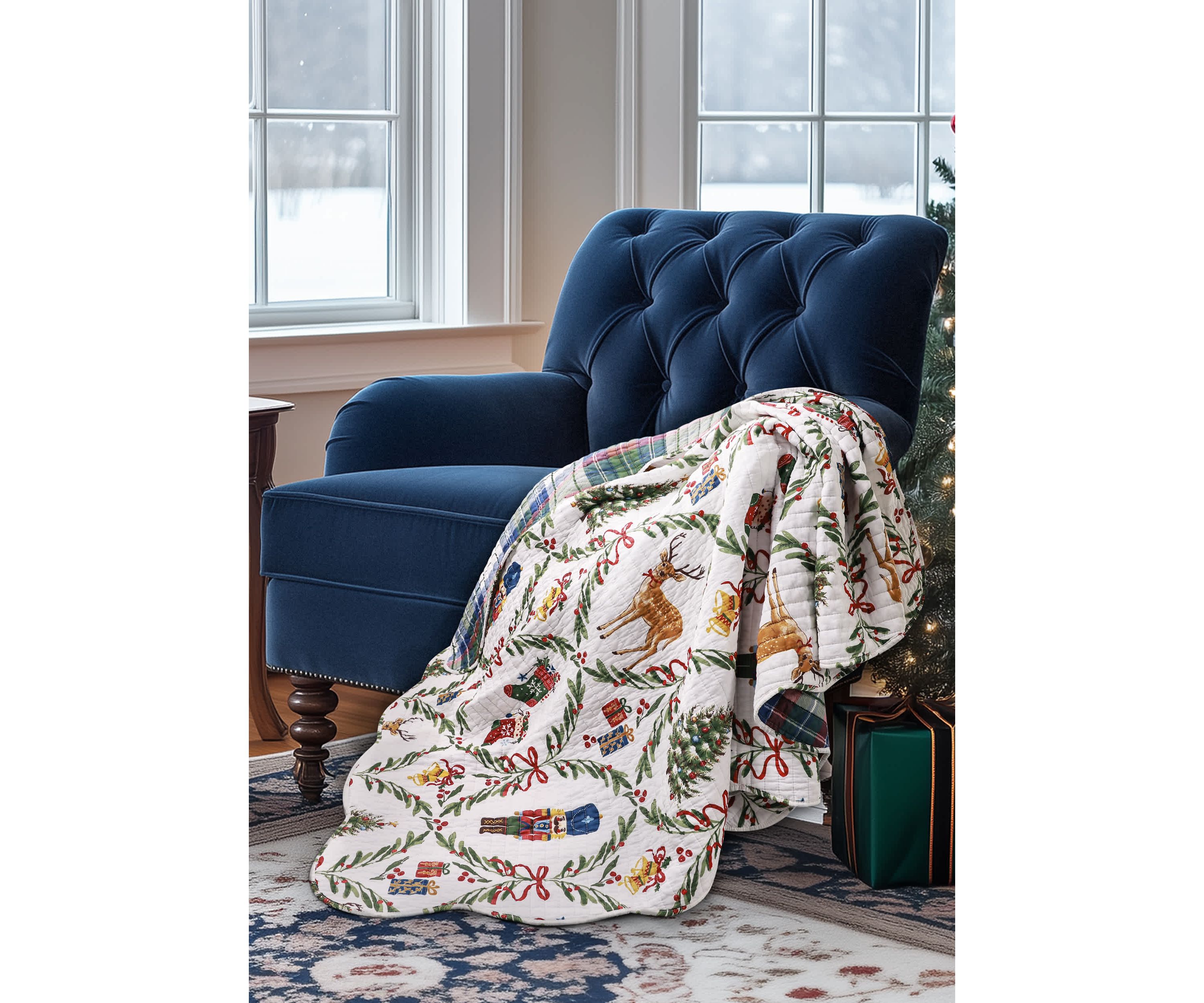 Festive Nutcrackers Quilted Throw