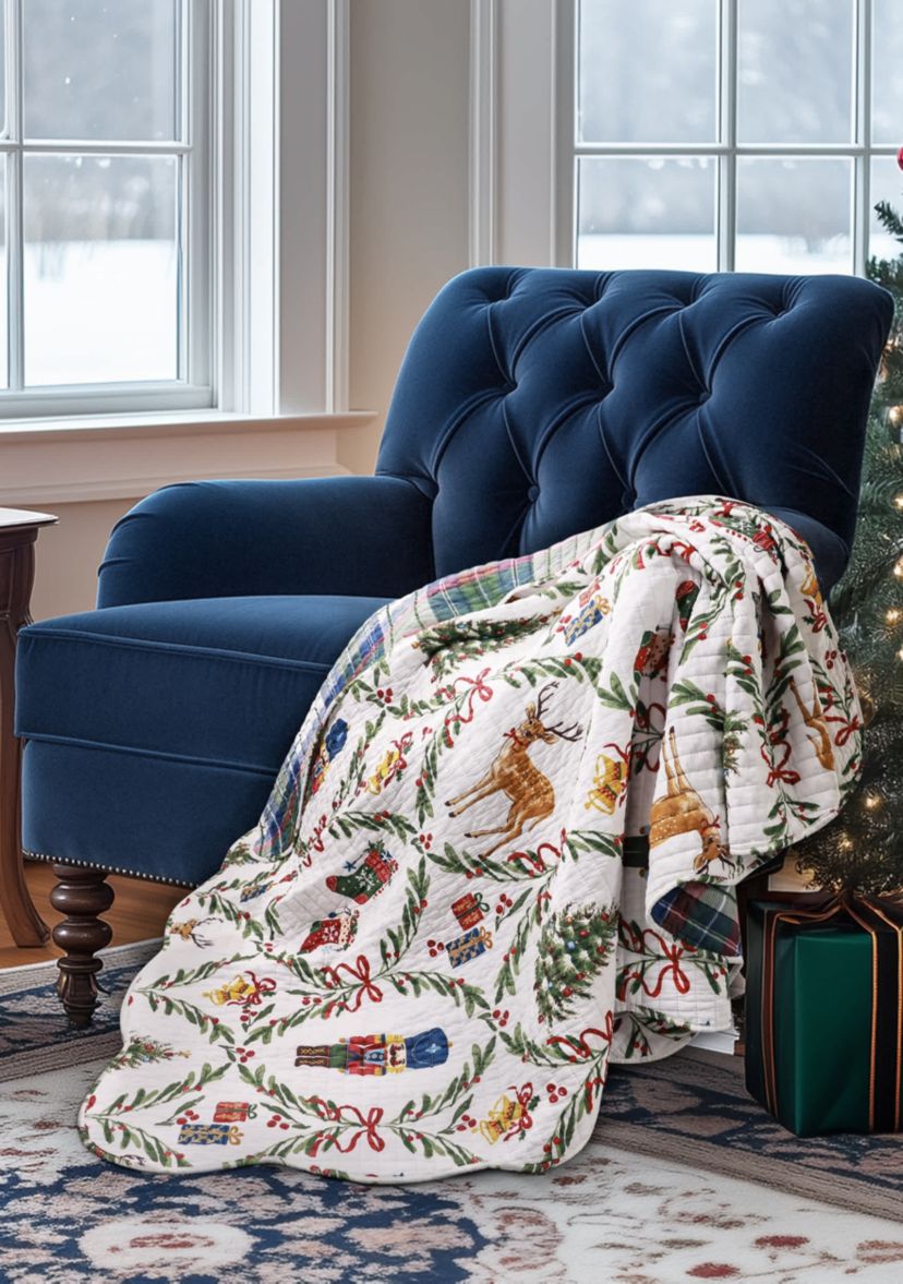 Festive Nutcrackers Quilted Throw