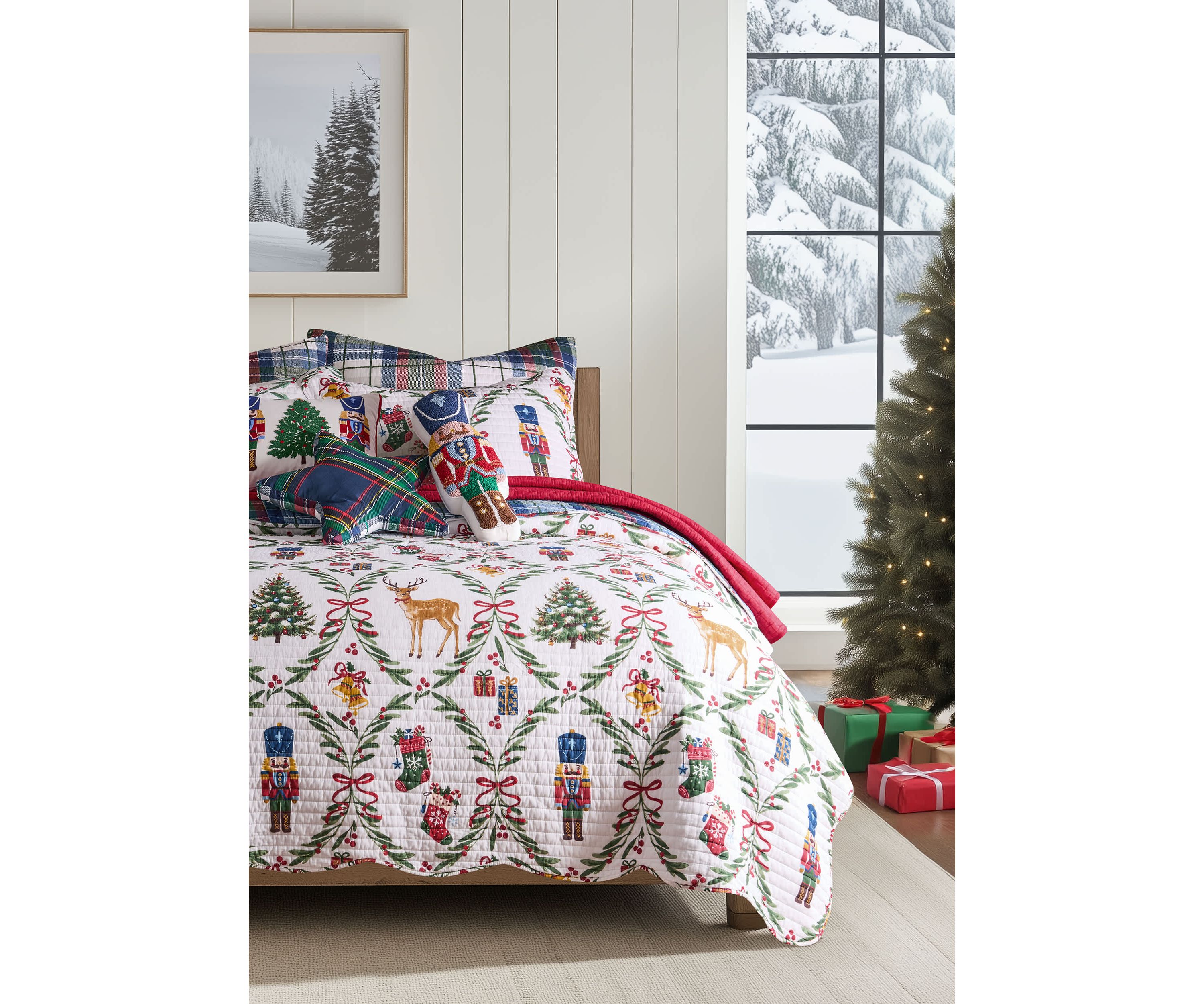 Festive Nutcrackers Euro Sham Set of 2