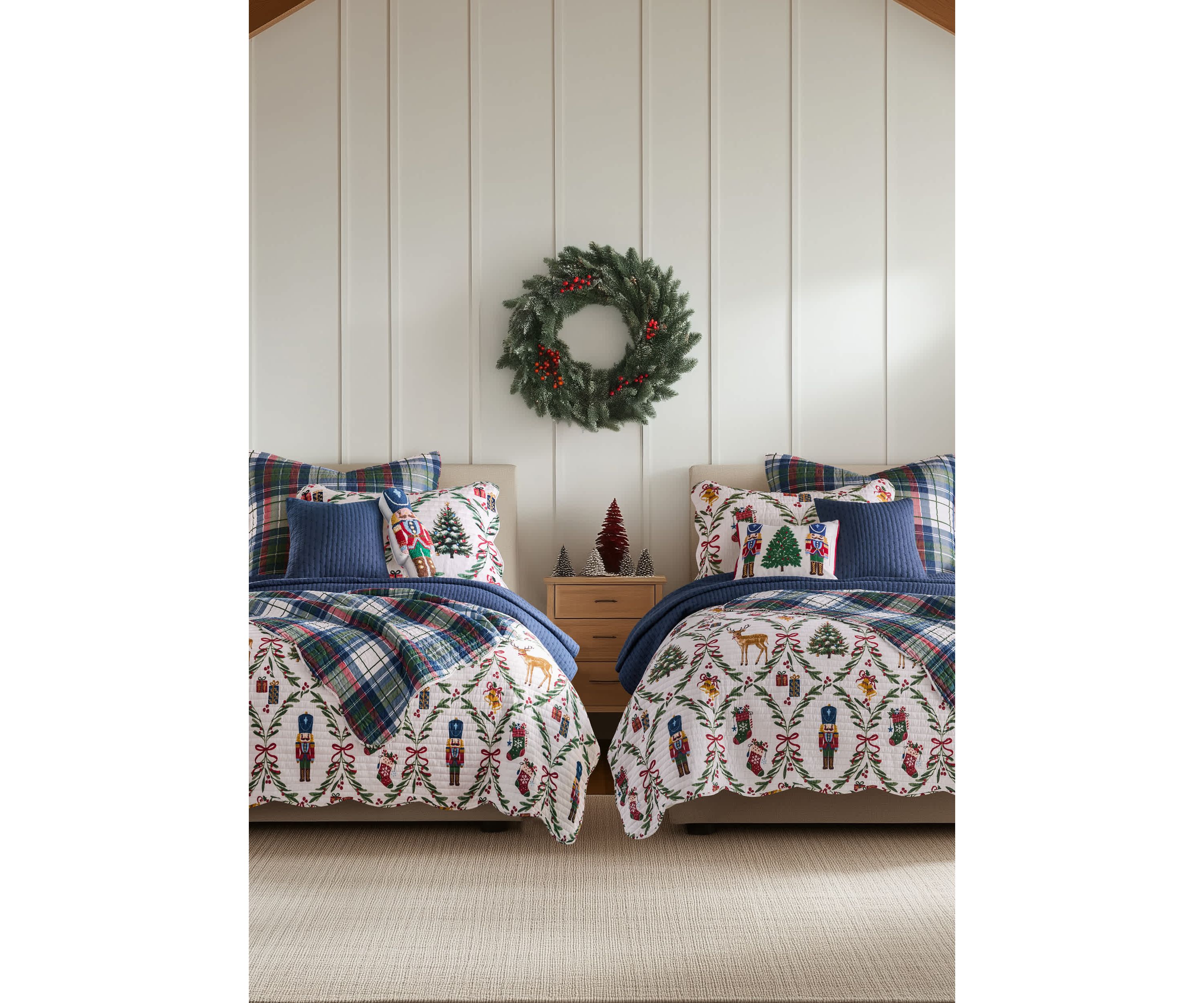 Festive Nutcrackers Euro Sham Set of 2