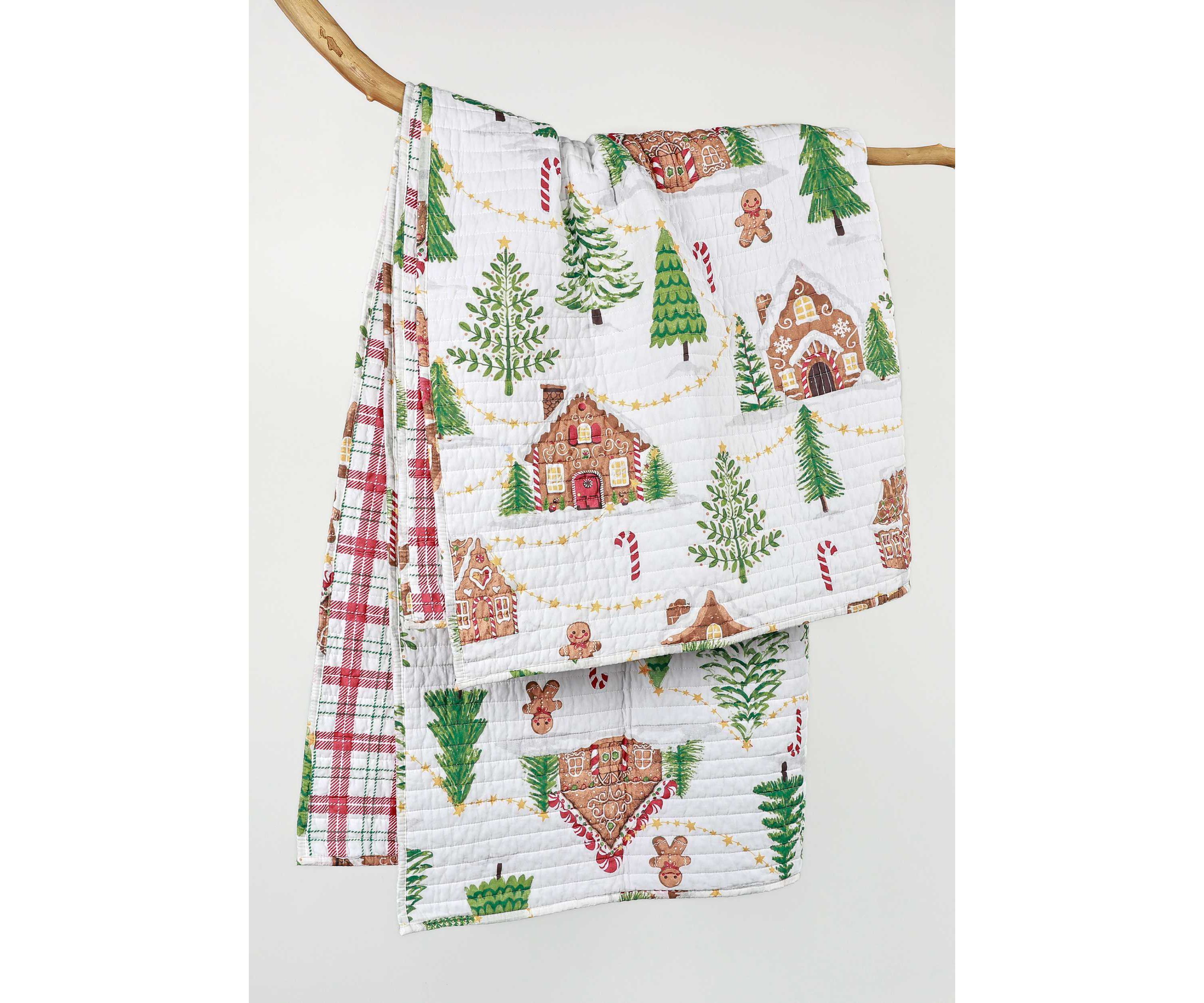 Gingerbread Village Quilted Throw