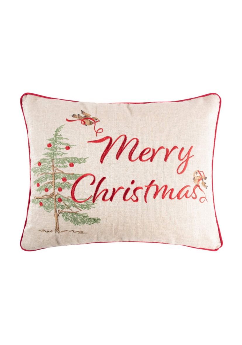 Tinsel Tidings EmbroideBirds & Trees Pillow