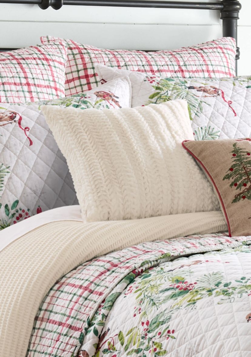 Tinsel Tidings Fur Cable Stripes Pillow 14x18