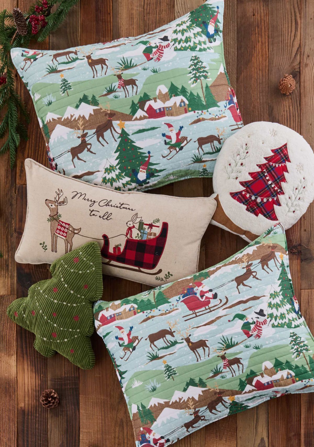 Merry Mountains Snow Globe Pillow