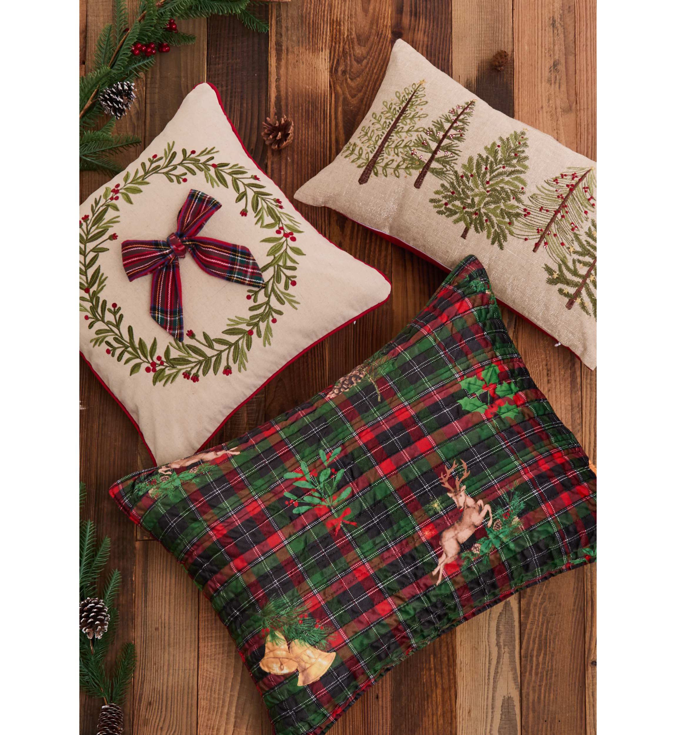 Merry Tartan Bow Pillow