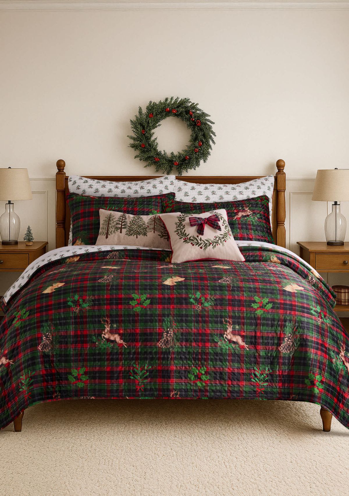 Merry Tartan Bow Pillow