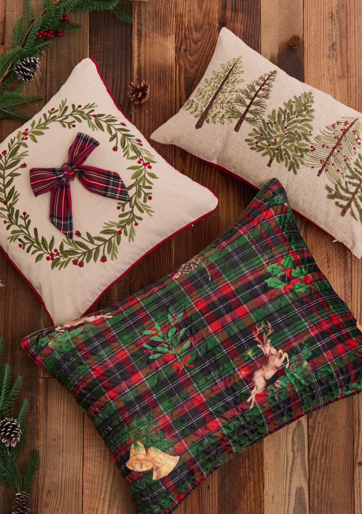 Merry Tartan Trees Pillow
