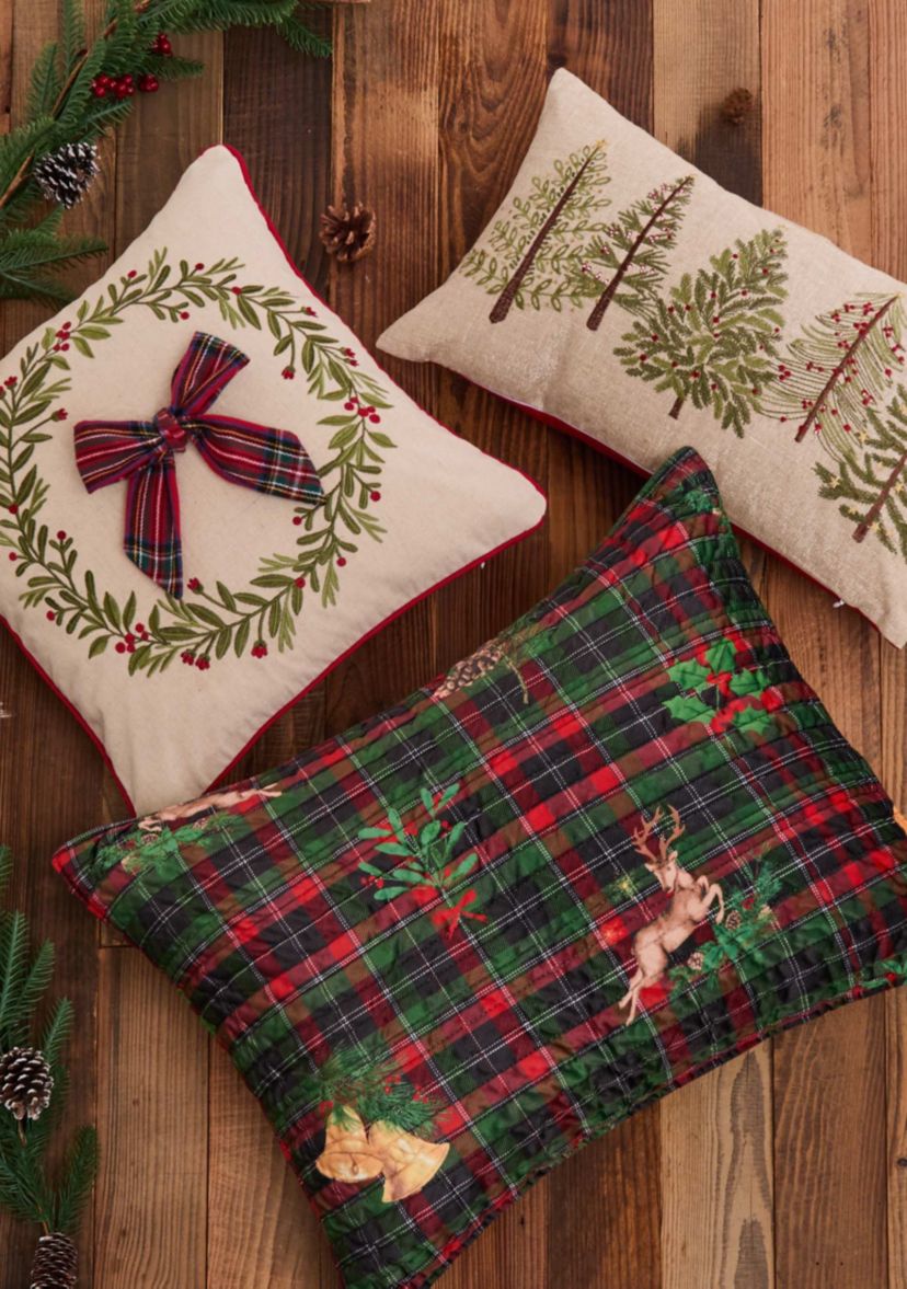 Merry Tartan Trees Pillow