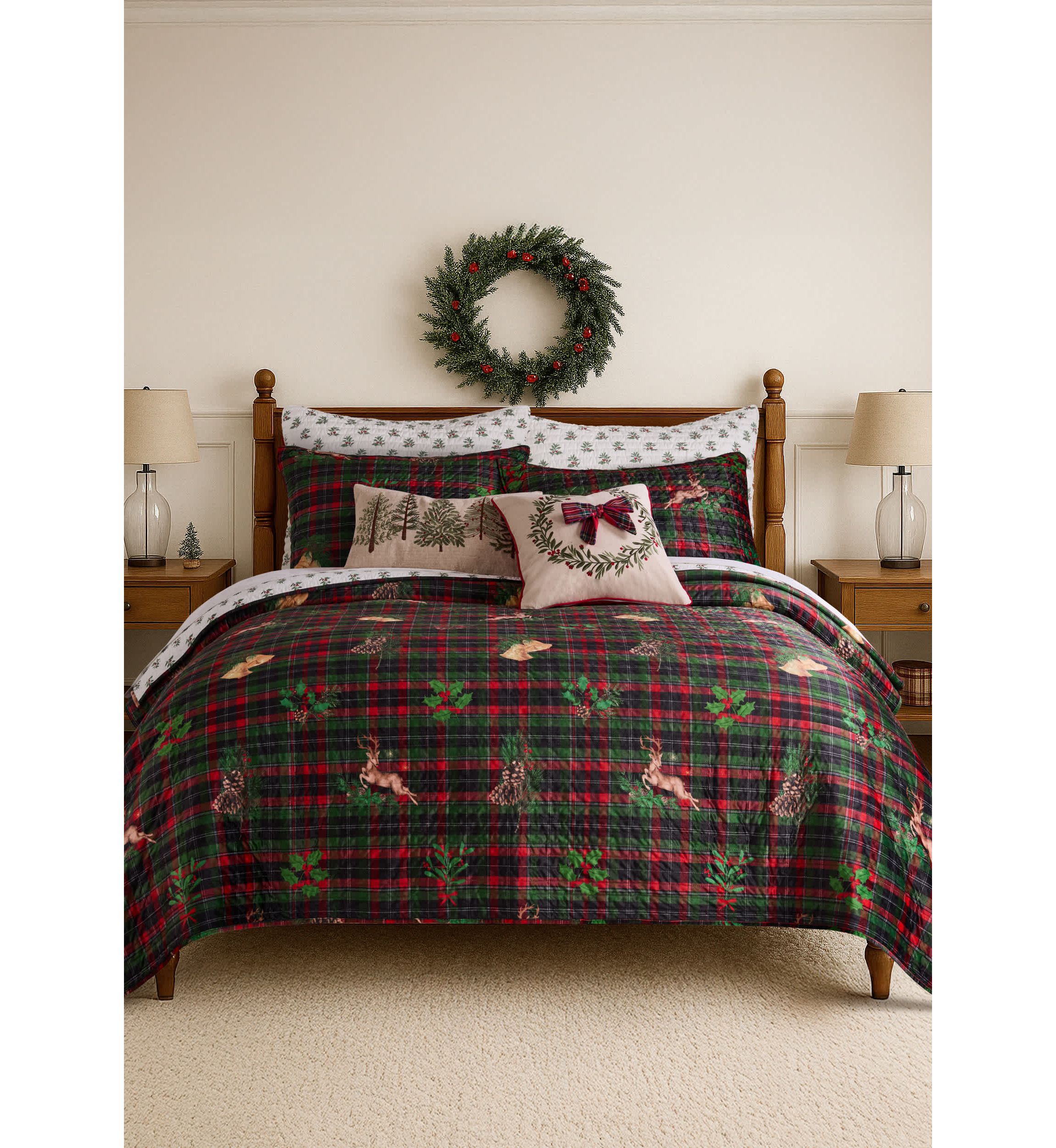Merry Tartan Trees Pillow