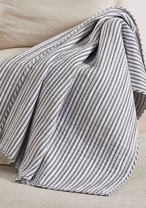 Levtex Home Tobago Stripe Charcoal Quilted Throw