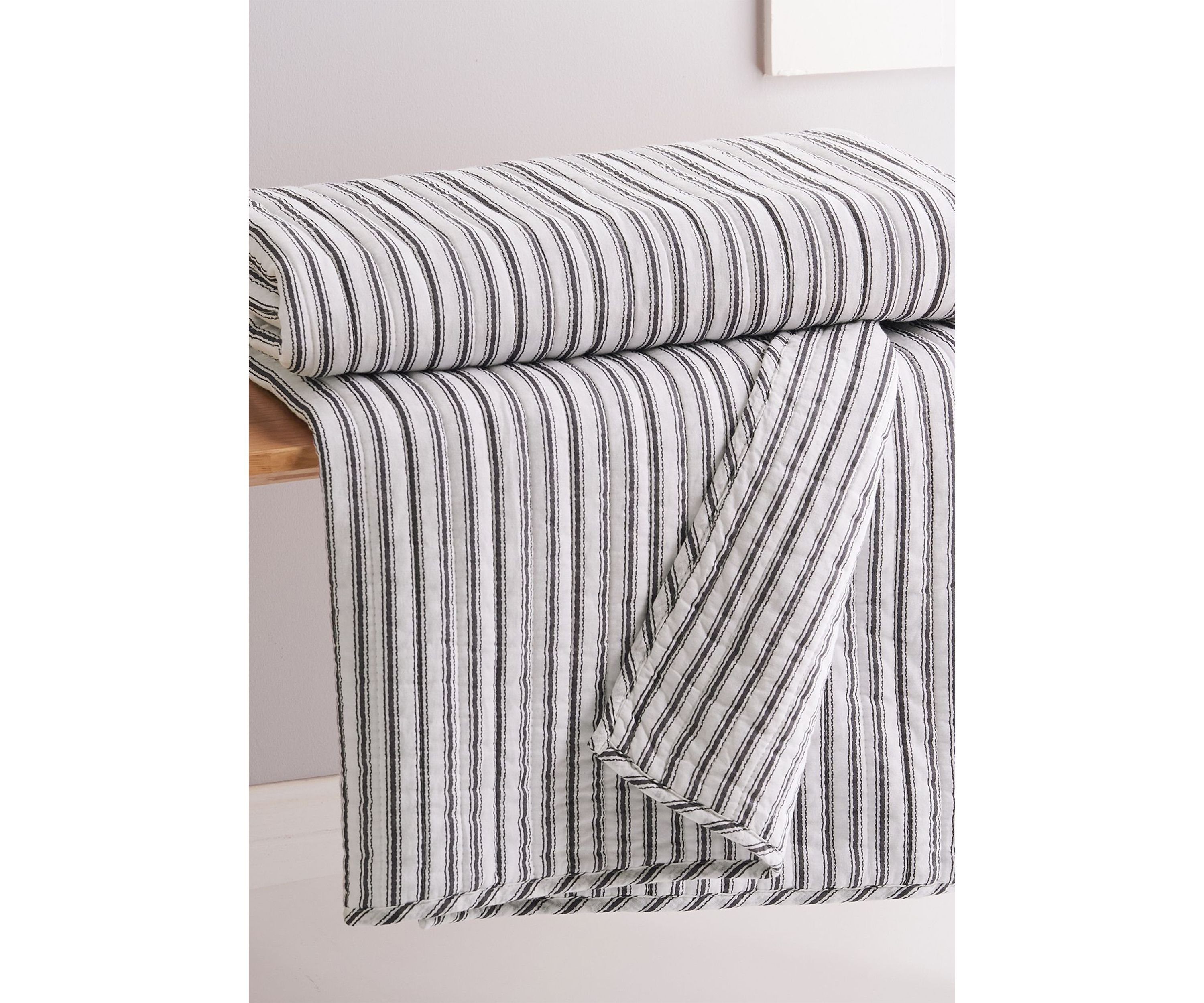 Tobago Stripe Charcoal Quilted Throw