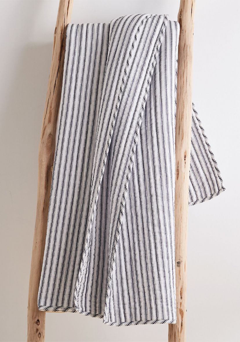 Tobago Stripe Charcoal Quilted Throw