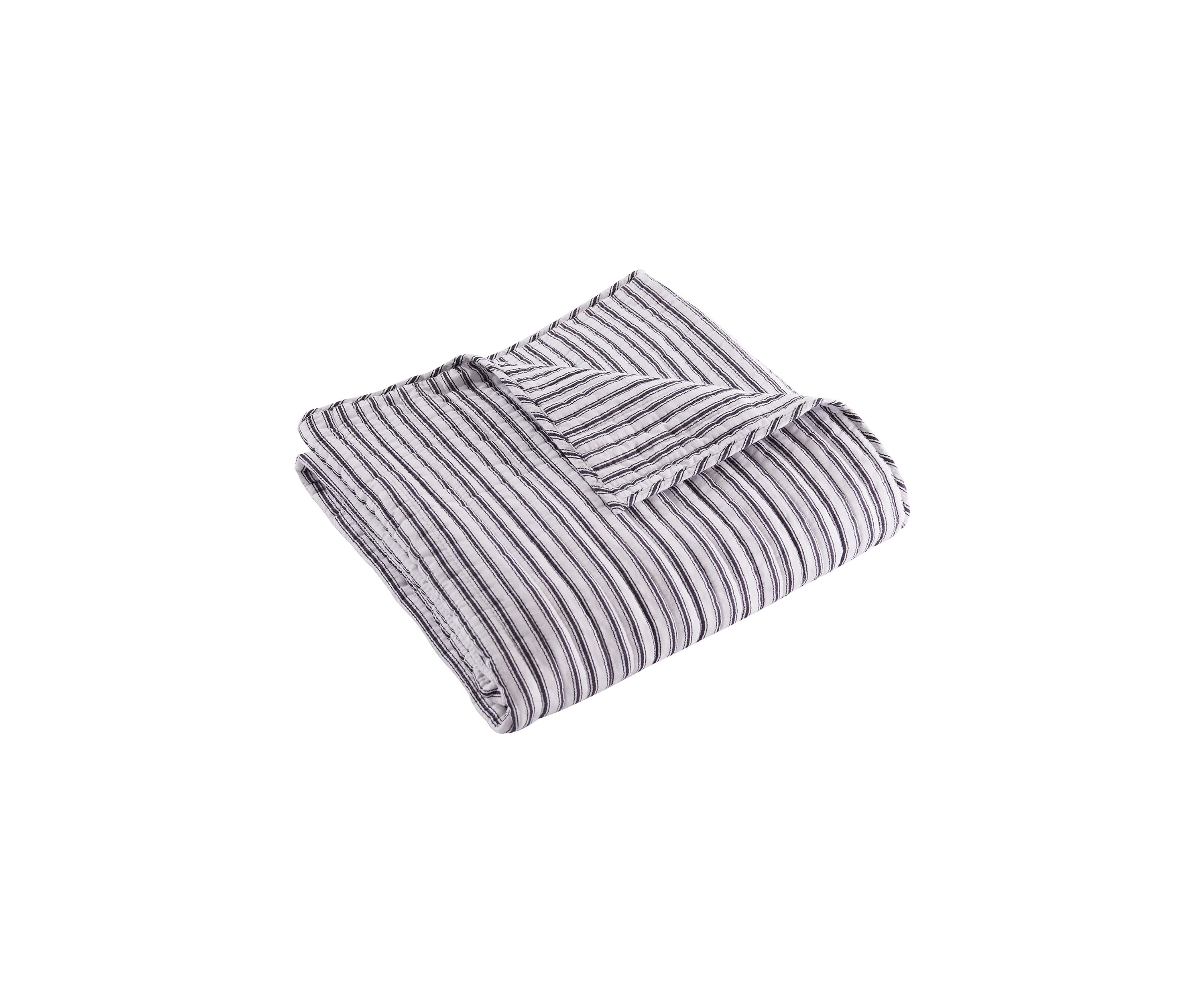 Tobago Stripe Charcoal Quilted Throw
