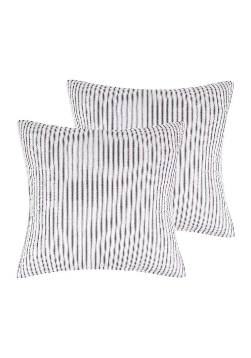 Tobago Stripe Charcoal Euro Sham Set of 2