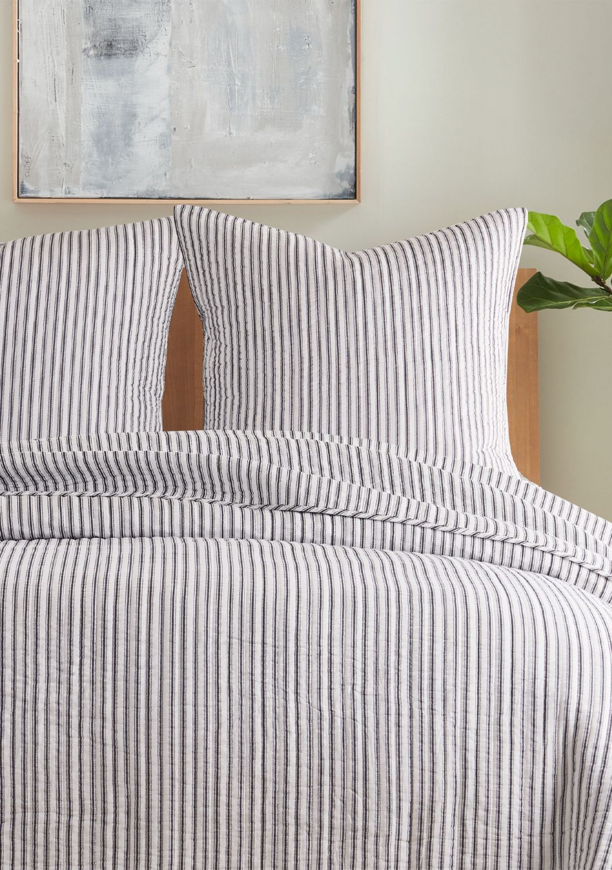 Tobago Stripe Charcoal Euro Sham Set of 2