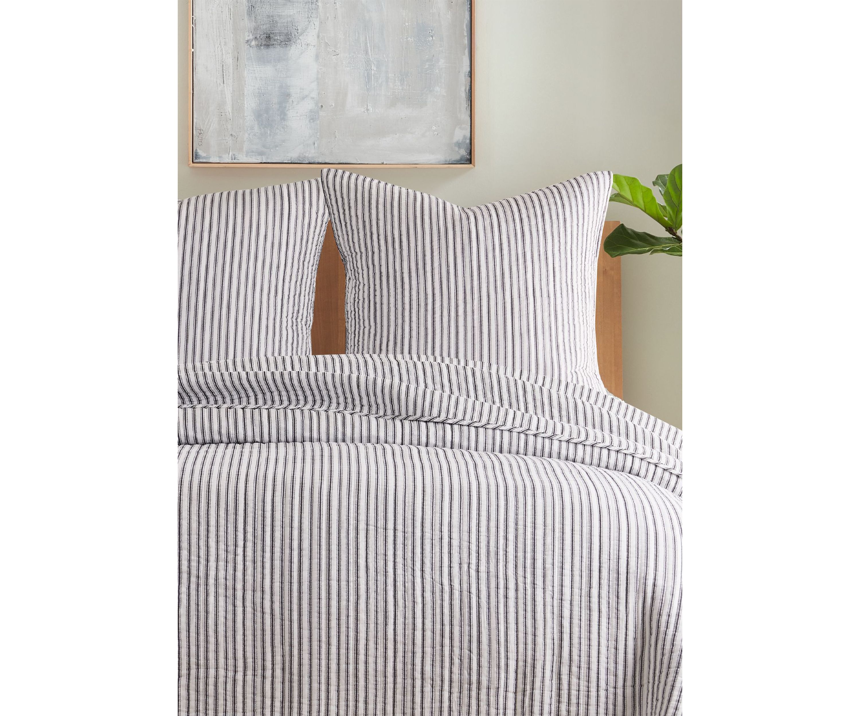 Tobago Stripe Charcoal Euro Sham Set of 2