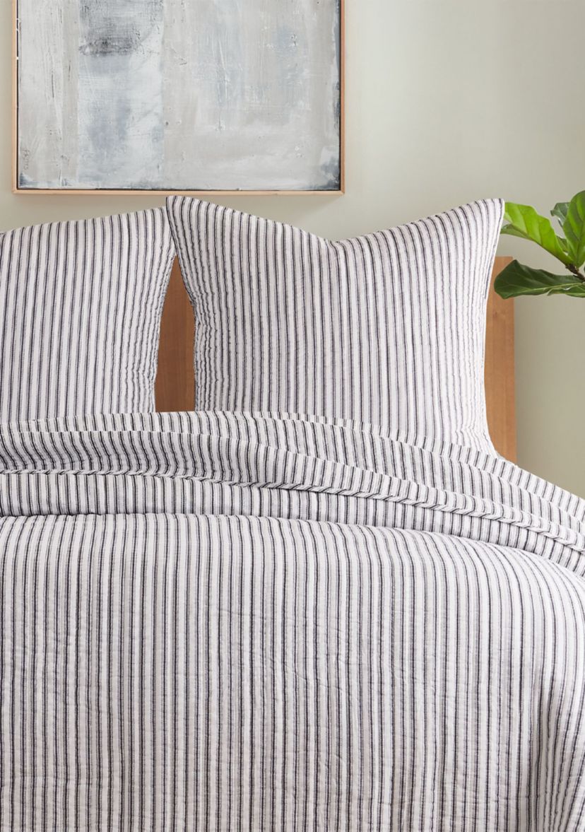 Tobago Stripe Charcoal Euro Sham Set of 2