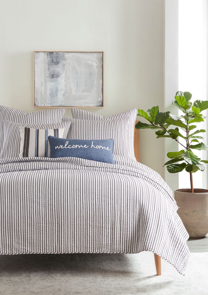 Tobago Stripe Charcoal Euro Sham Set of 2