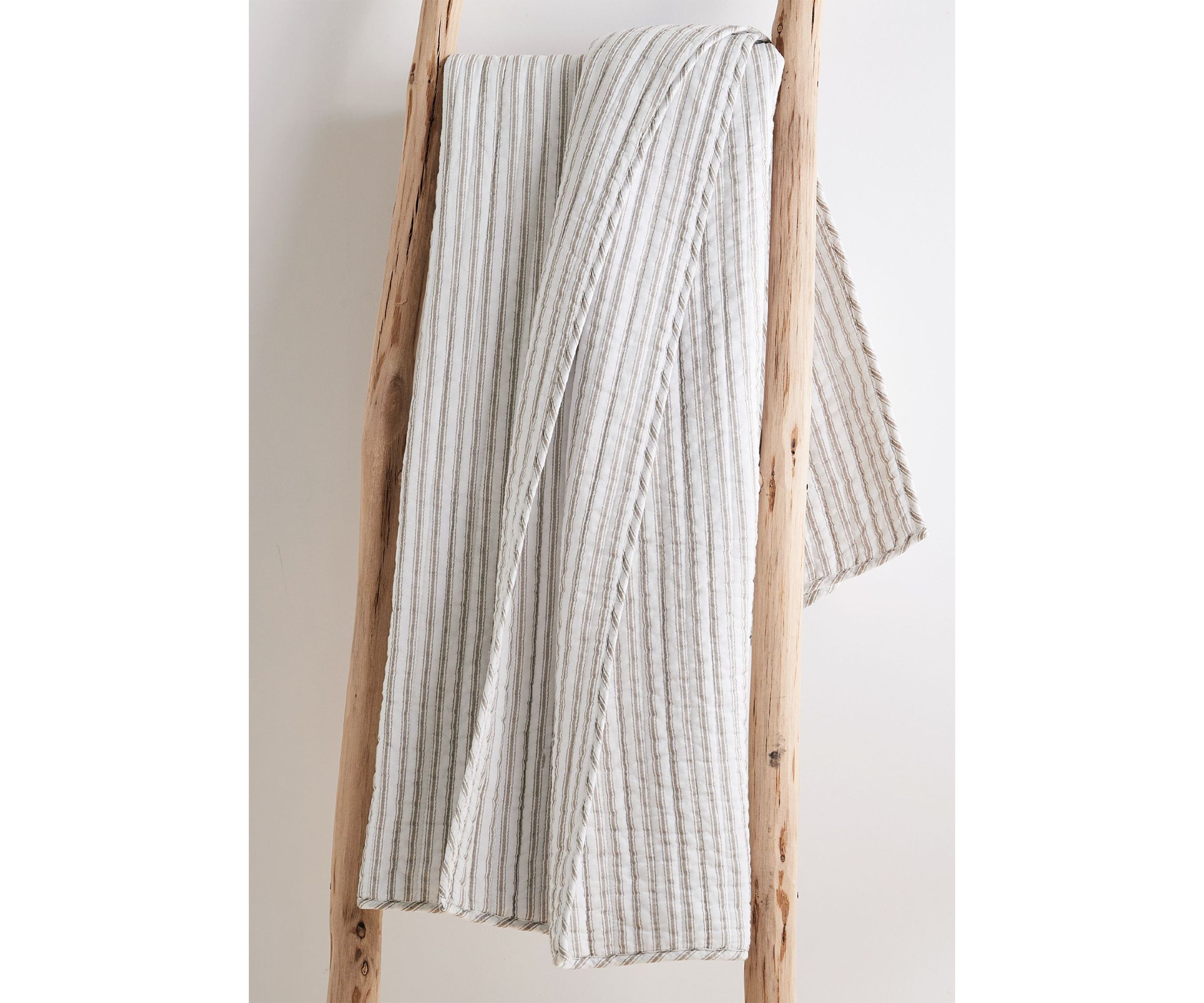 Tobago Stripe Taupe Quilted Throw