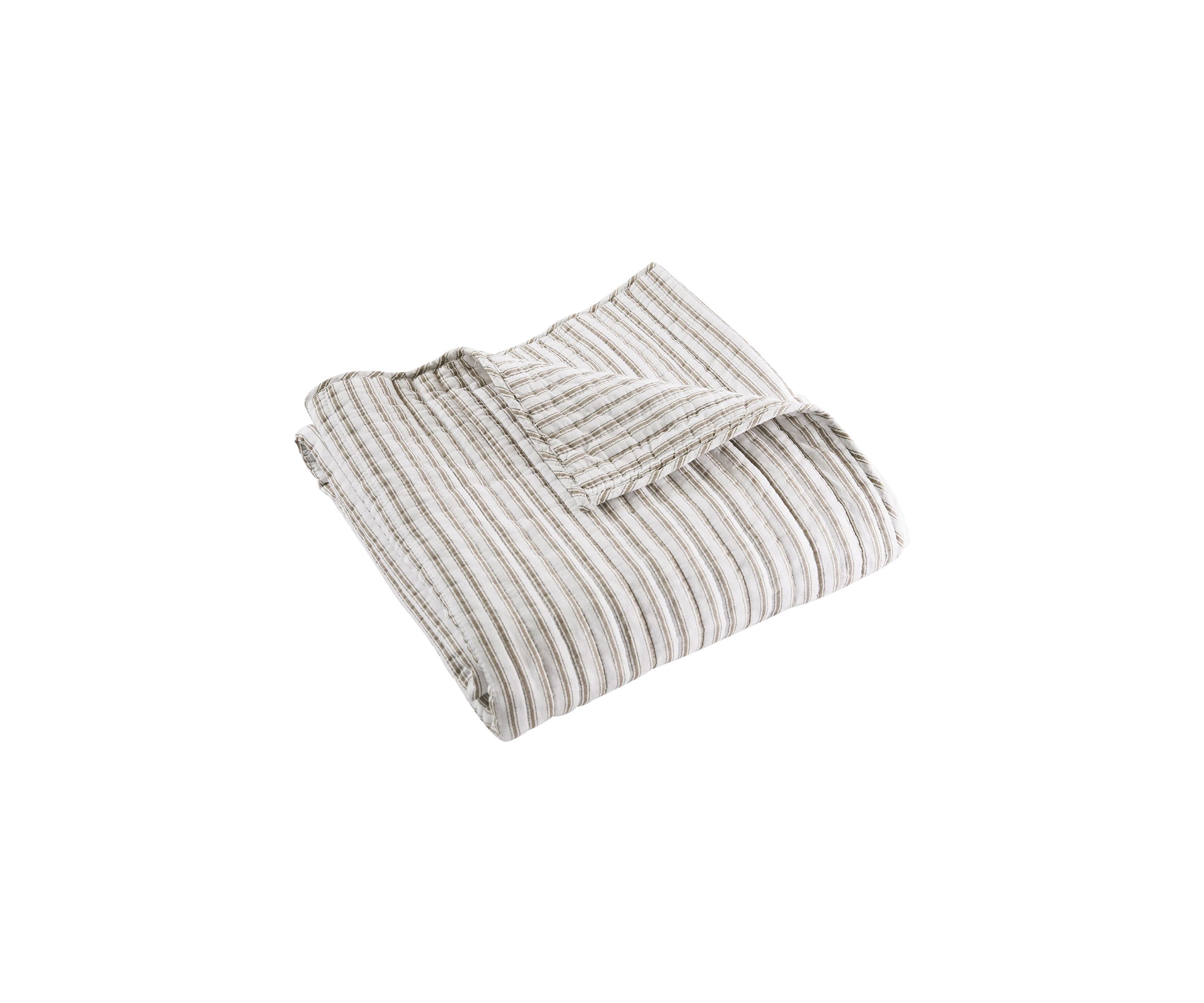 Tobago Stripe Taupe Quilted Throw