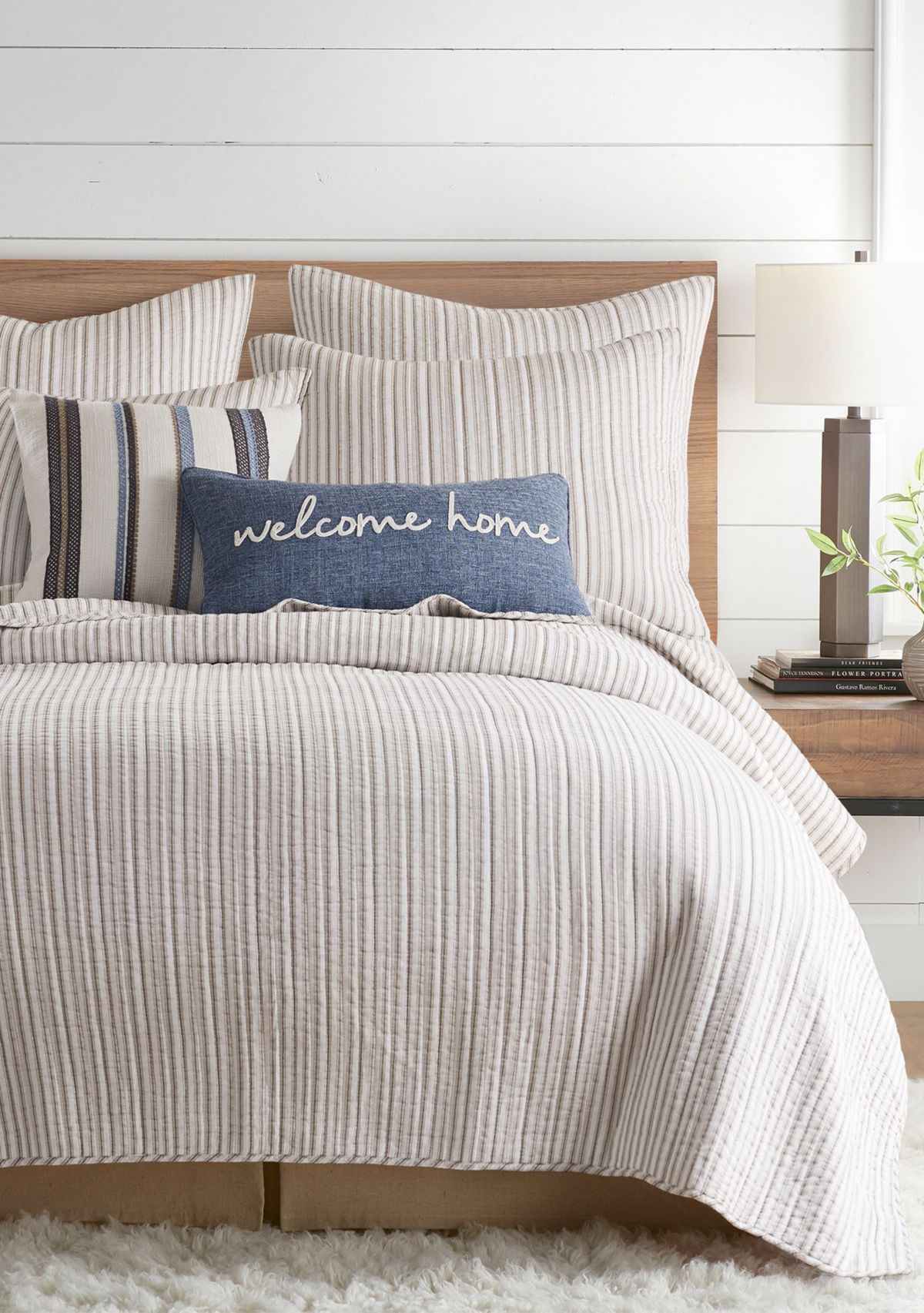 Tobago Stripe Taupe Twin Quilt Set