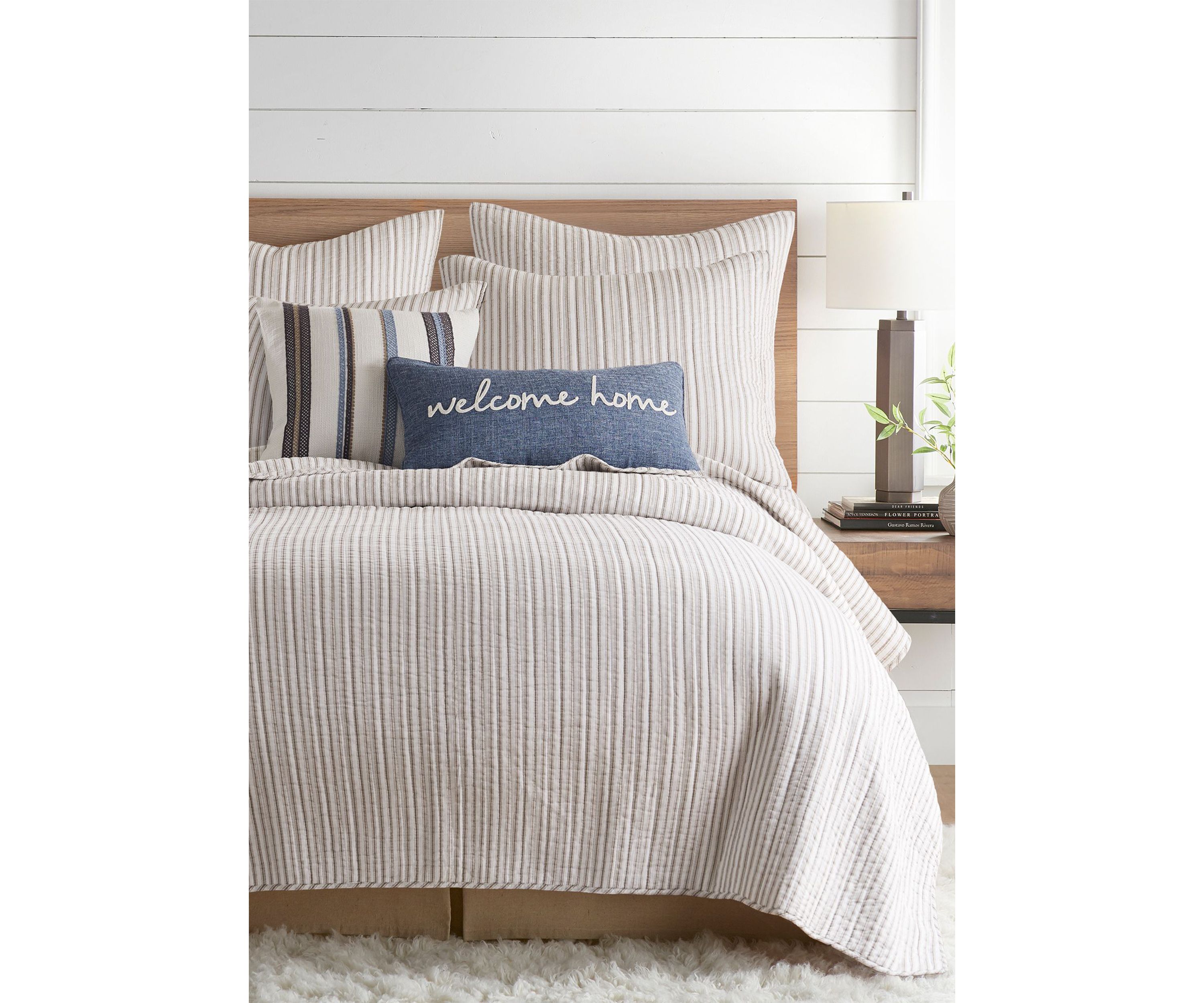 Tobago Stripe Taupe Twin Quilt Set