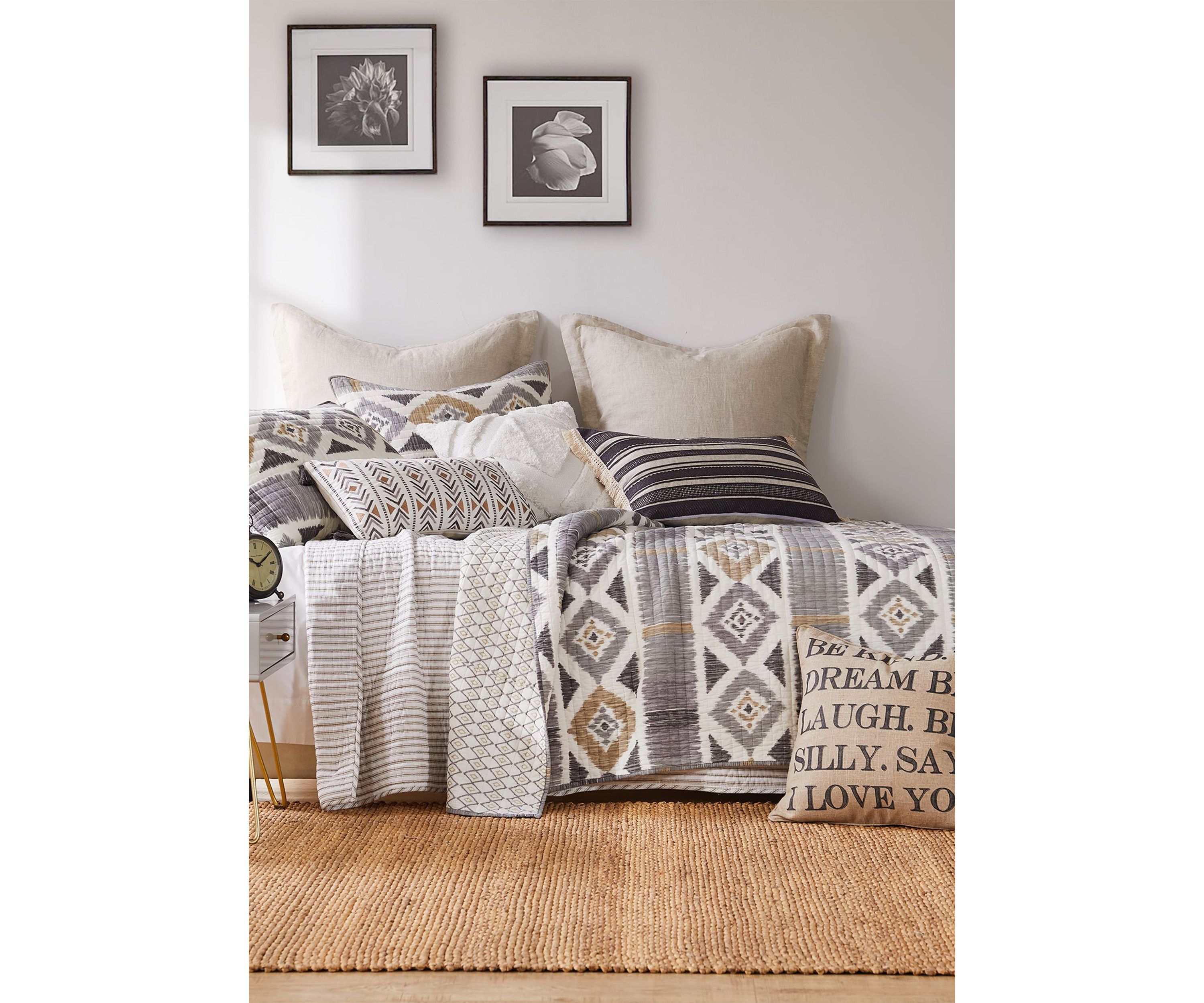 Tobago Stripe Taupe Twin Quilt Set