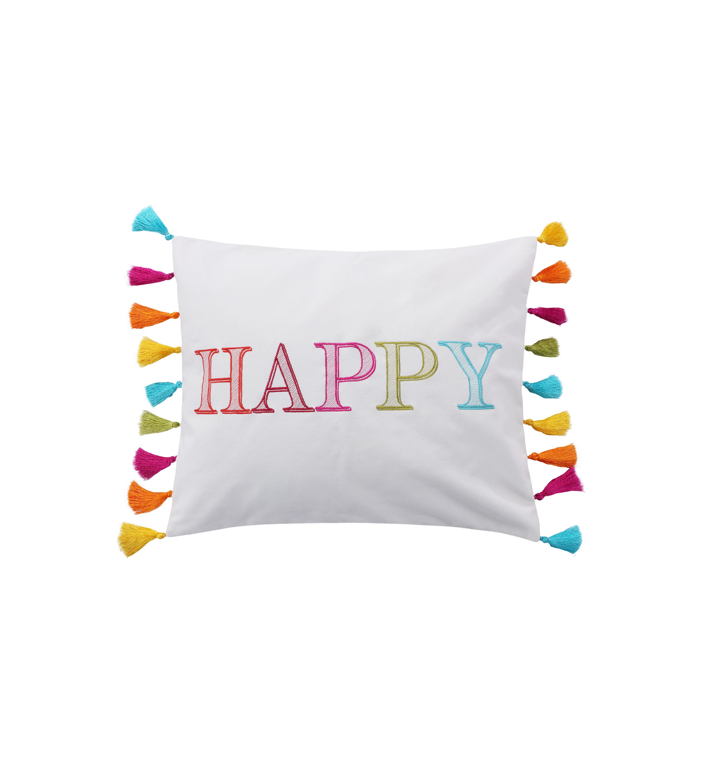  Happy Pillow with Tassels