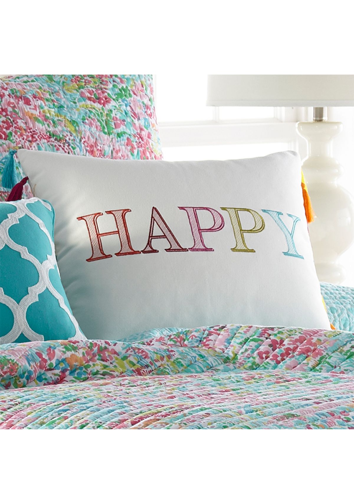  Happy Pillow with Tassels