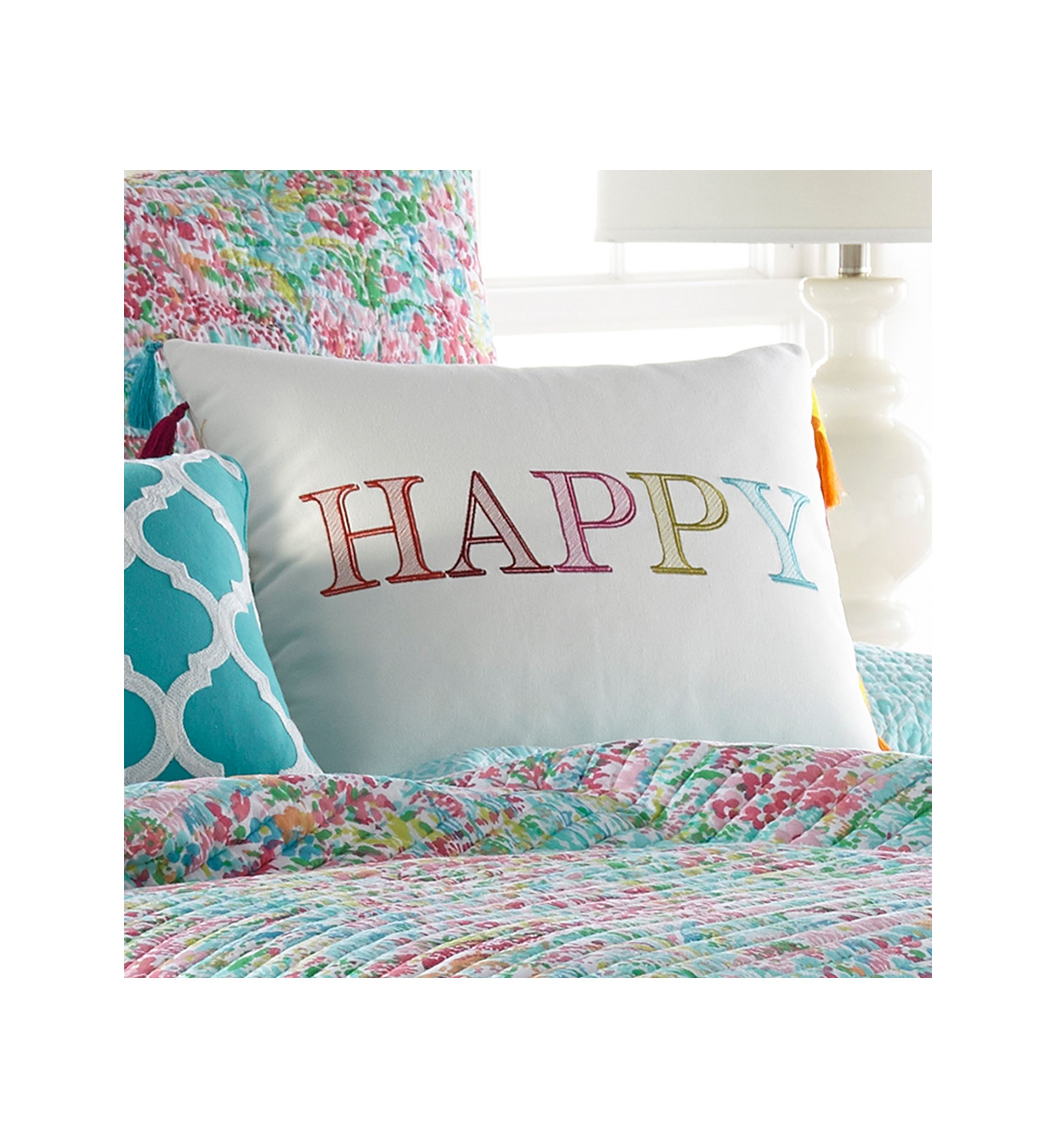  Happy Pillow with Tassels