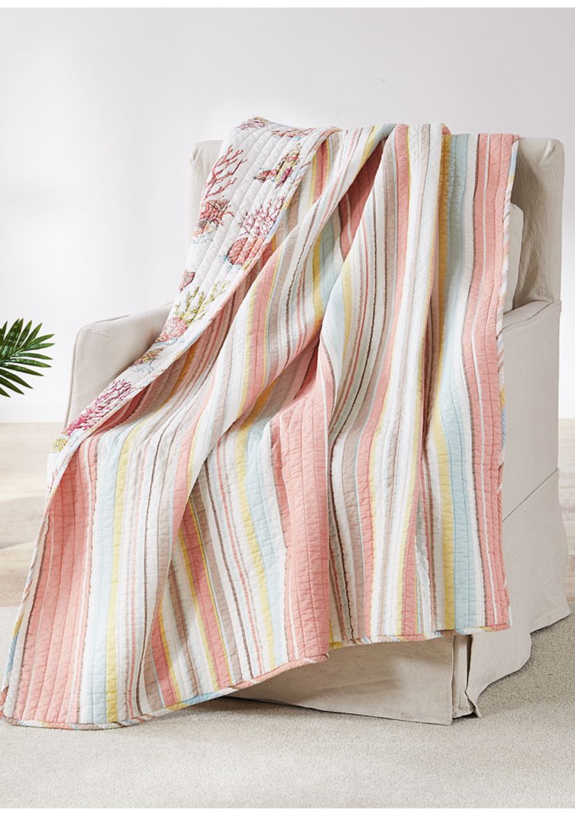 Coral Brighton Quilted Throw