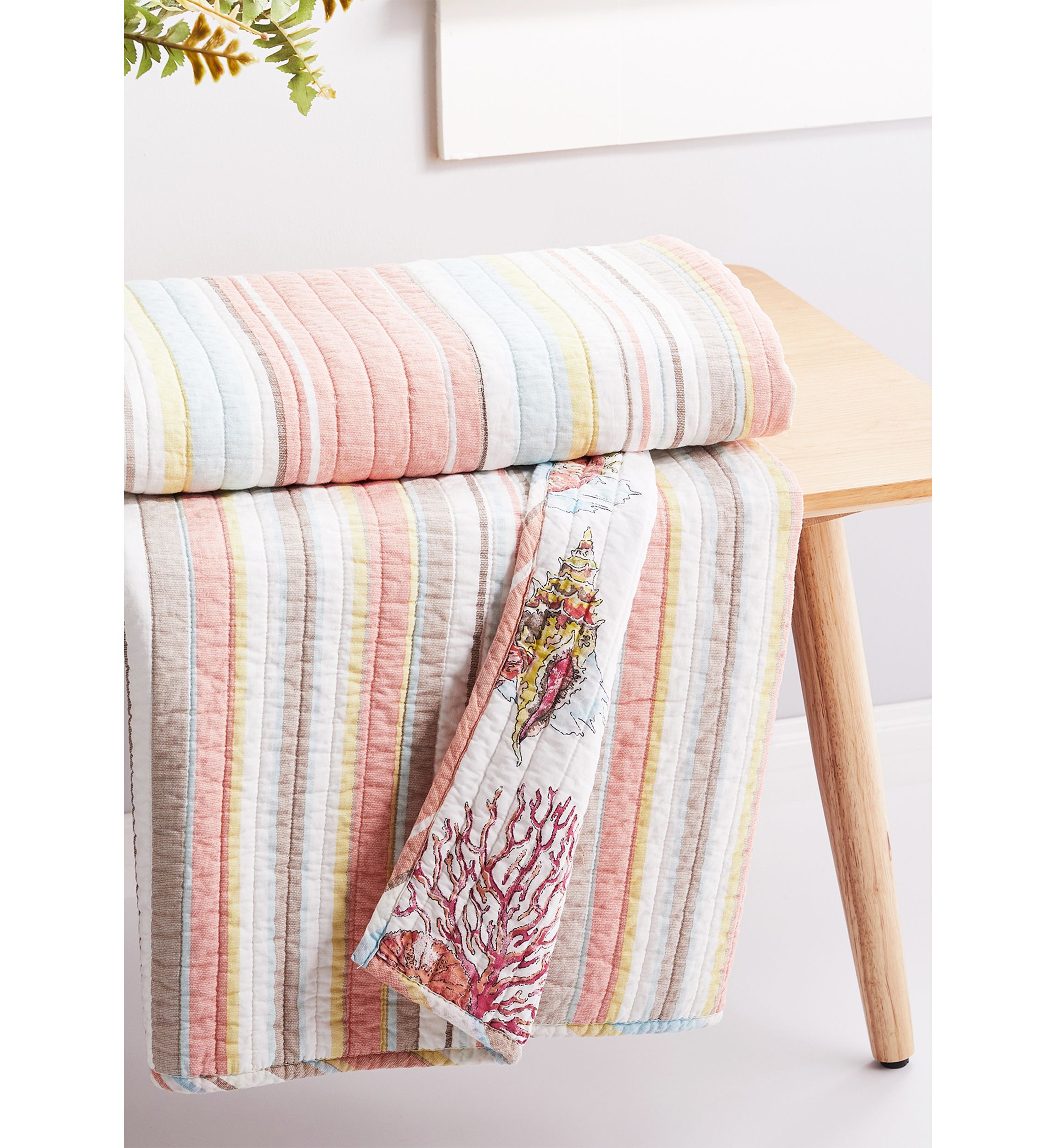 Coral Brighton Quilted Throw