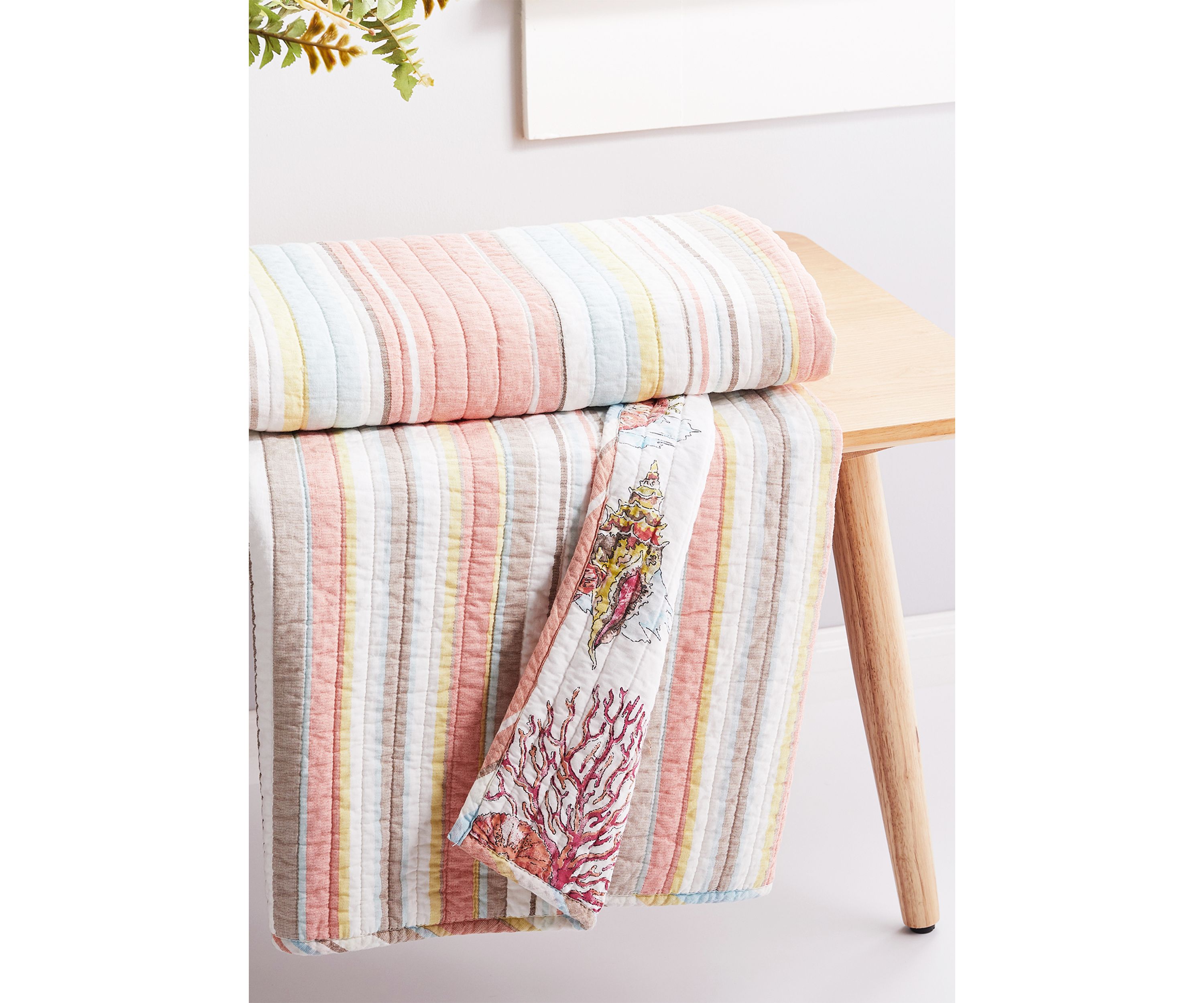 Coral Brighton Quilted Throw