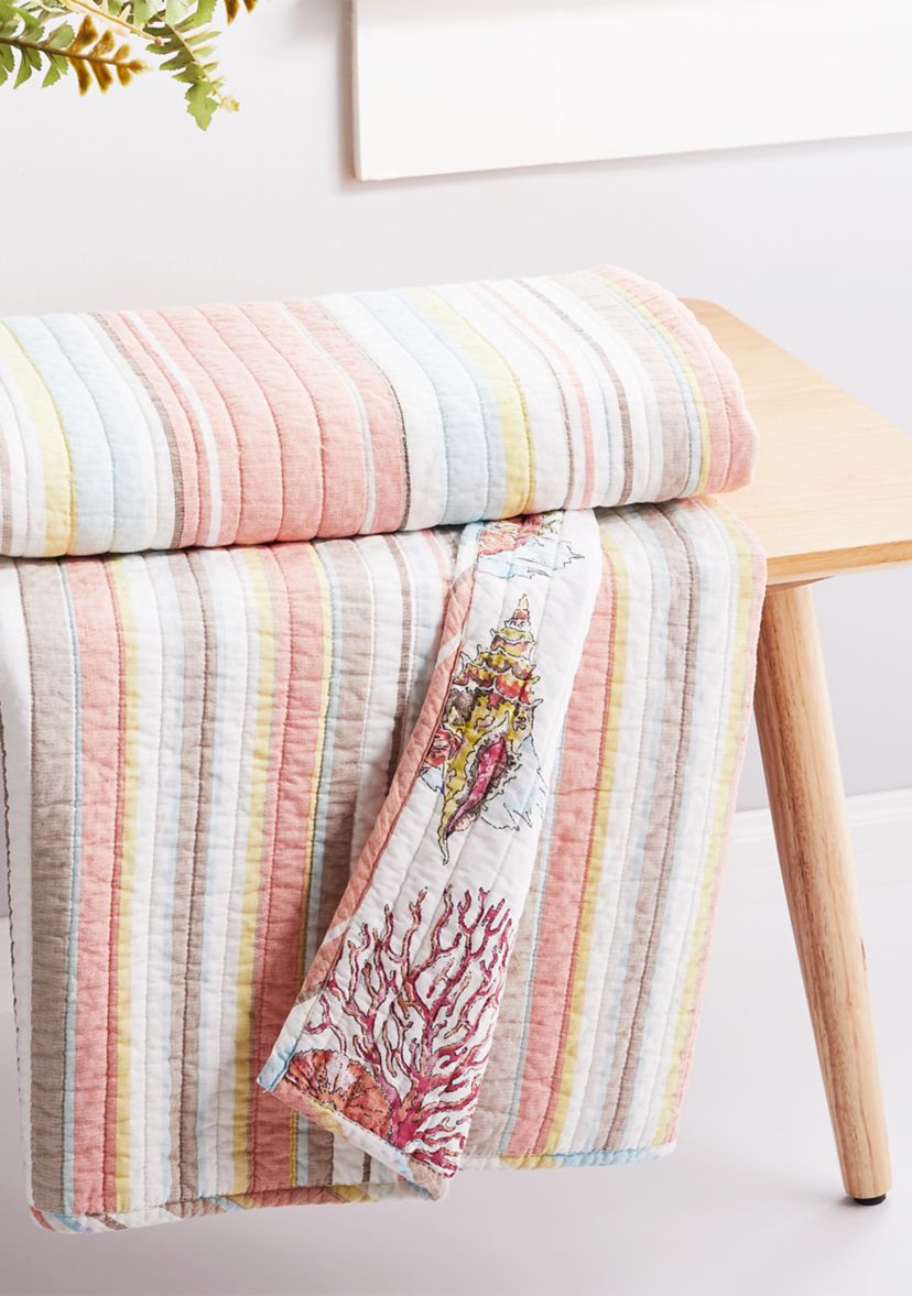 Coral Brighton Quilted Throw