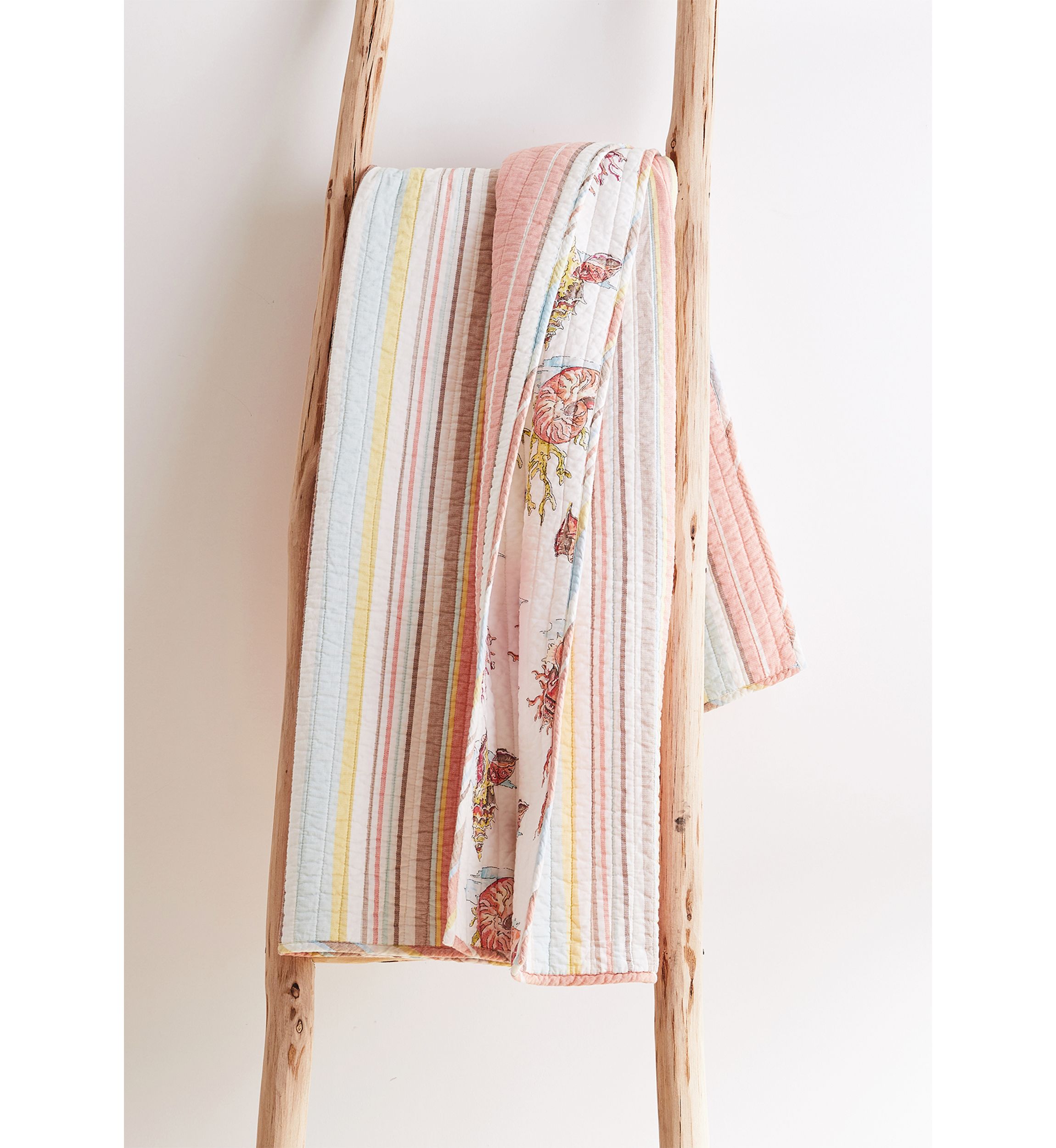 Coral Brighton Quilted Throw