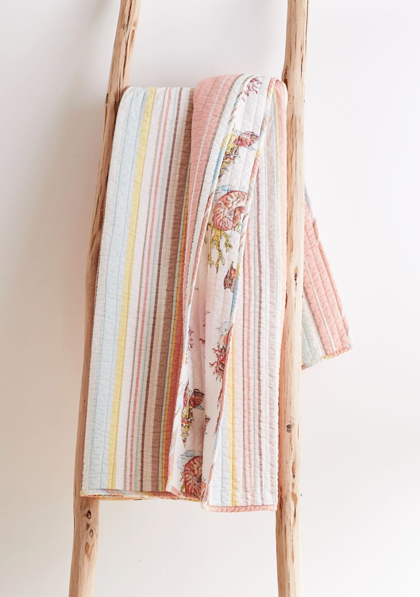 Coral Brighton Quilted Throw