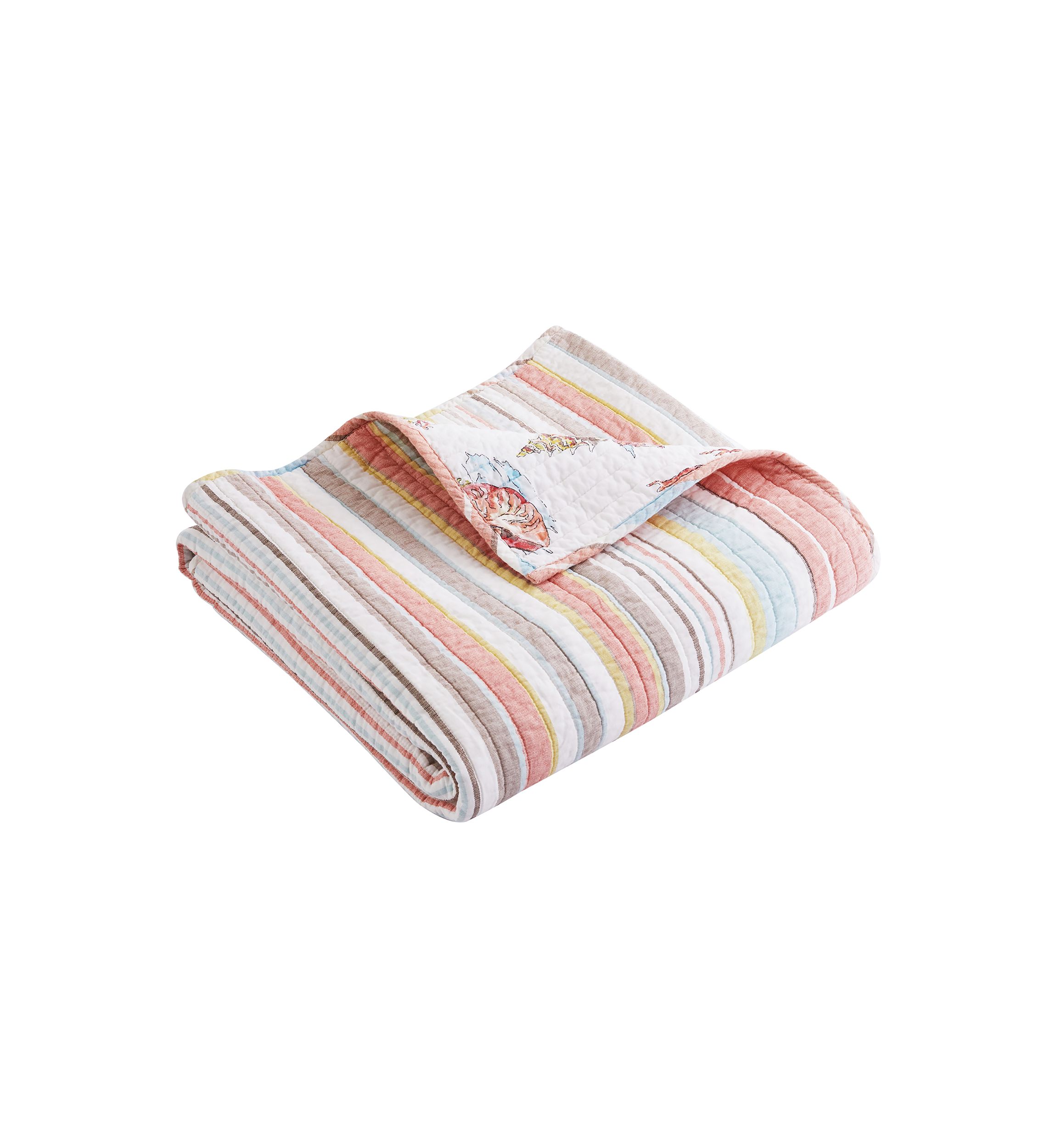 Coral Brighton Quilted Throw