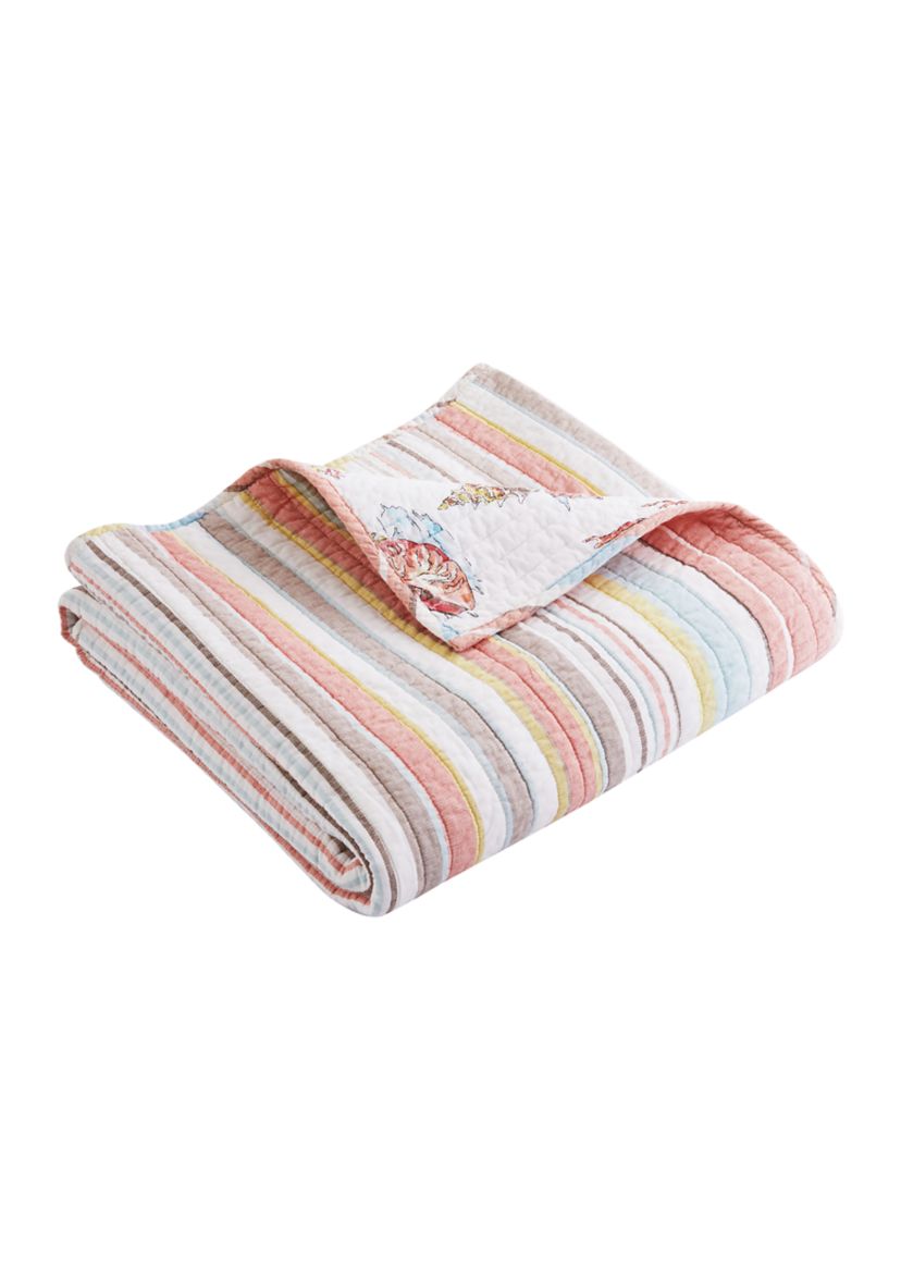 Coral Brighton Quilted Throw