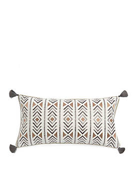 Leora Striped Geometric Pillow with Tassels